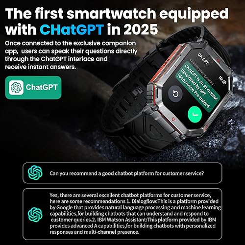 Miniatura 3 de Reloj inteligente militar GPS para hombre, asistente de voz GPT, reloj inteligente con linterna LED, pantalla HD de 2.01 pulgadas, llamada