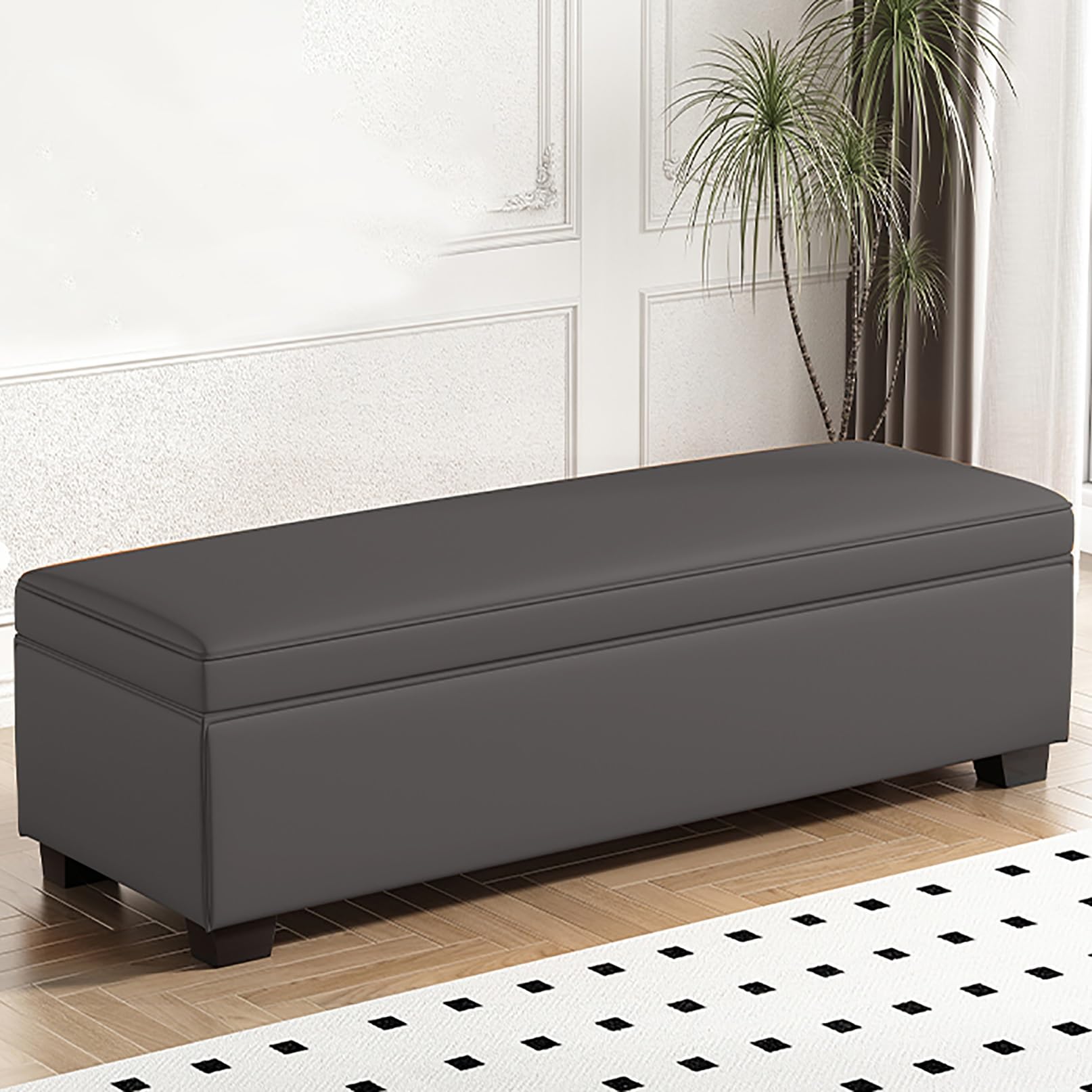 Banc ottoman de rangement élégant avec assise capitonnée bicolore chic