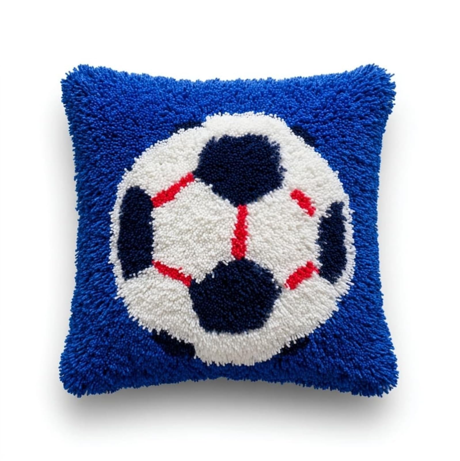 Henypt Latch Hook Kit 17x17 Inch,Football DIY Cushion Cover Kit for Adults Beginners with Printed Canvas & Complete Tools,43x43cm
