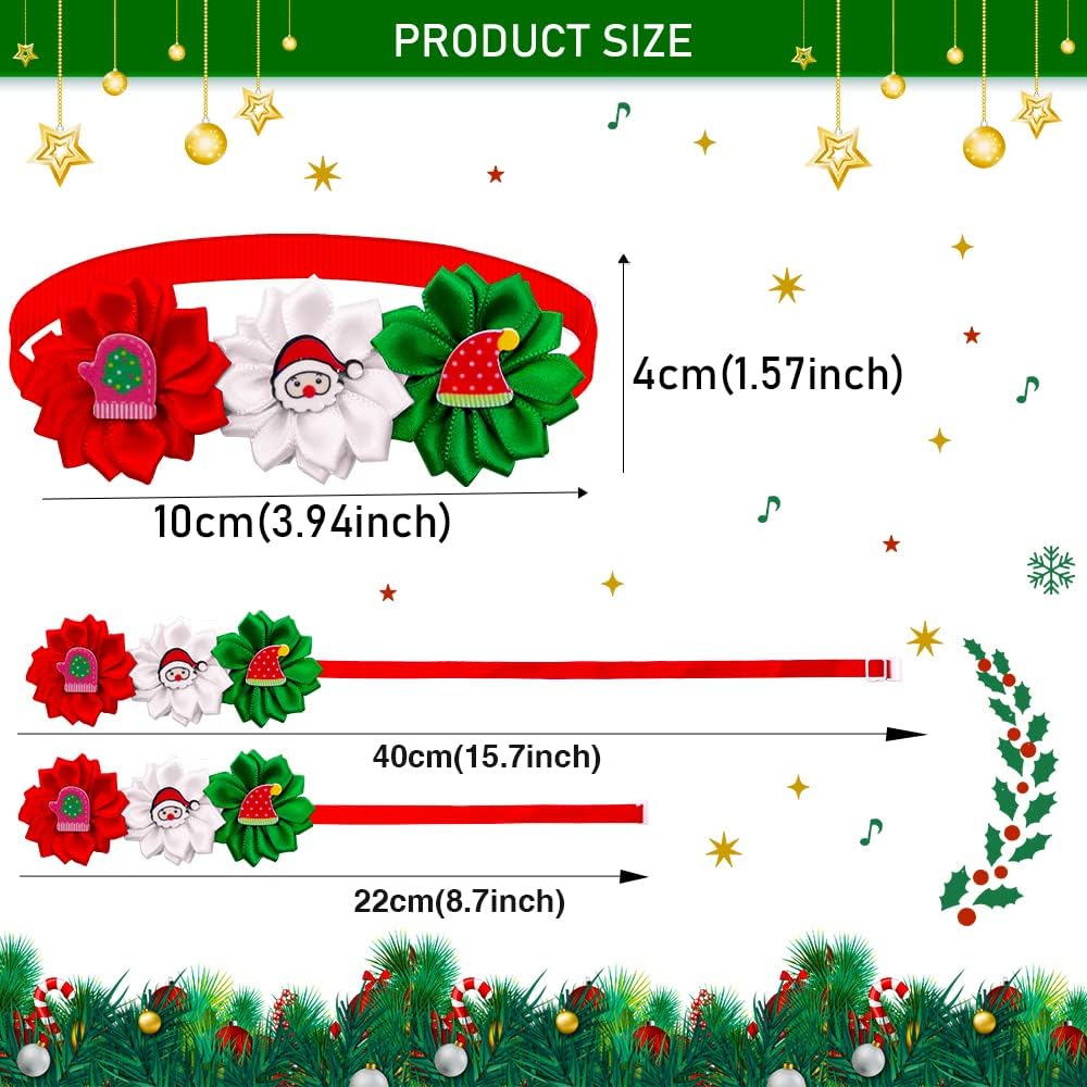 10pcs/Pack Christmas Puppy Dog Bow Flower Collar Snowman Deer Caps Dog Accessories Combination Small Bowtie Collar Bowties Pet Supplies image 4