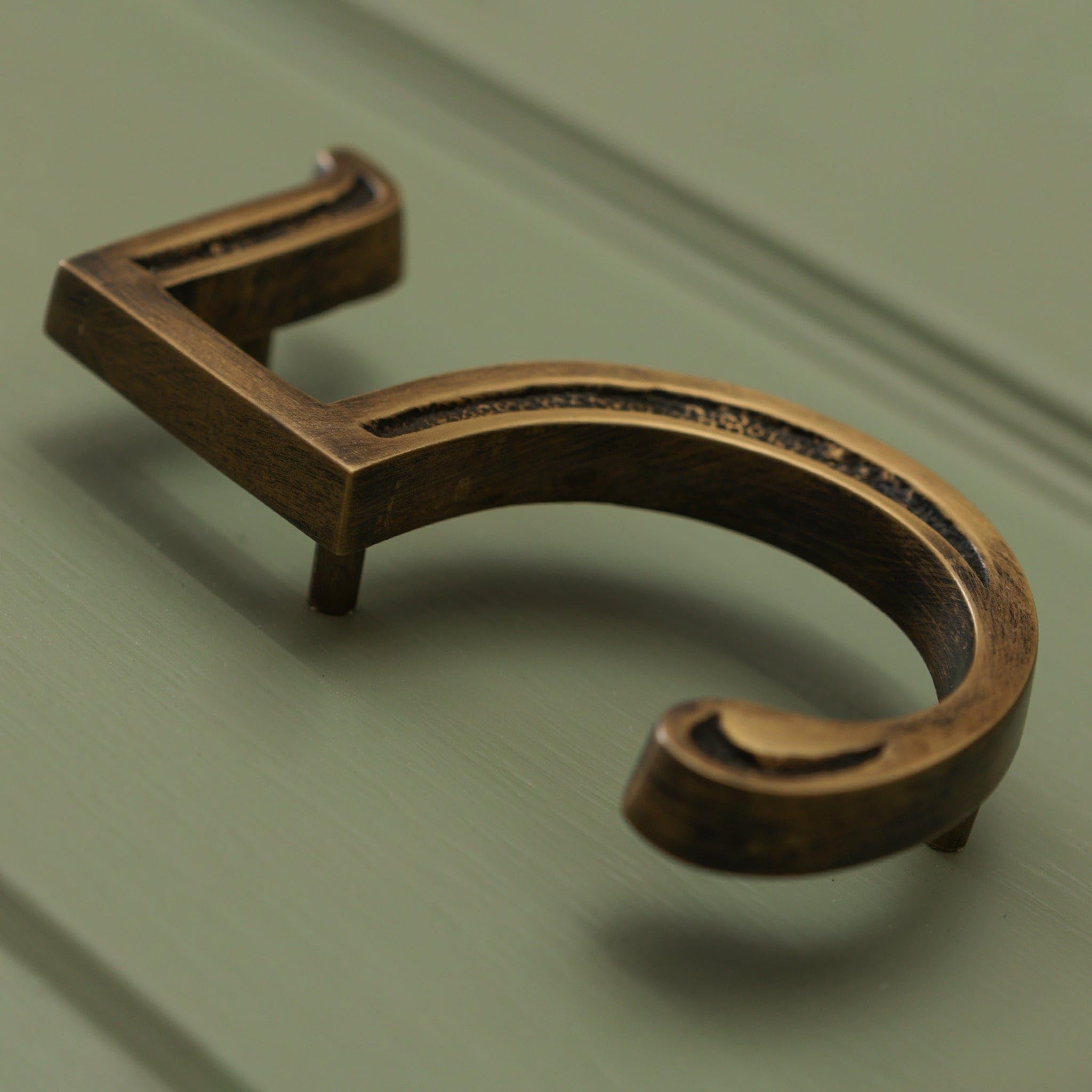 Floatinig House Number | 5 inch Modern Door Sign Numbers Signs Plaques | Street Home Address Numerals (Heritage Brass, 5)