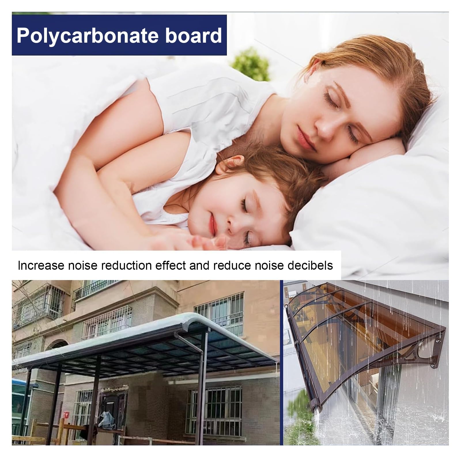 Placas de Policarbonato para Techos, Lámina de Plástico Transparente de 0,3 cm de Grosor, para Uso Residencial y Comercial(100x100cm)