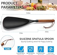 Vista 6 de Cuchara de espátula de silicona multifuncional, juego de utensilios de cocina de alta calidad para cocinar, hornear y servir, cucharón de silicona