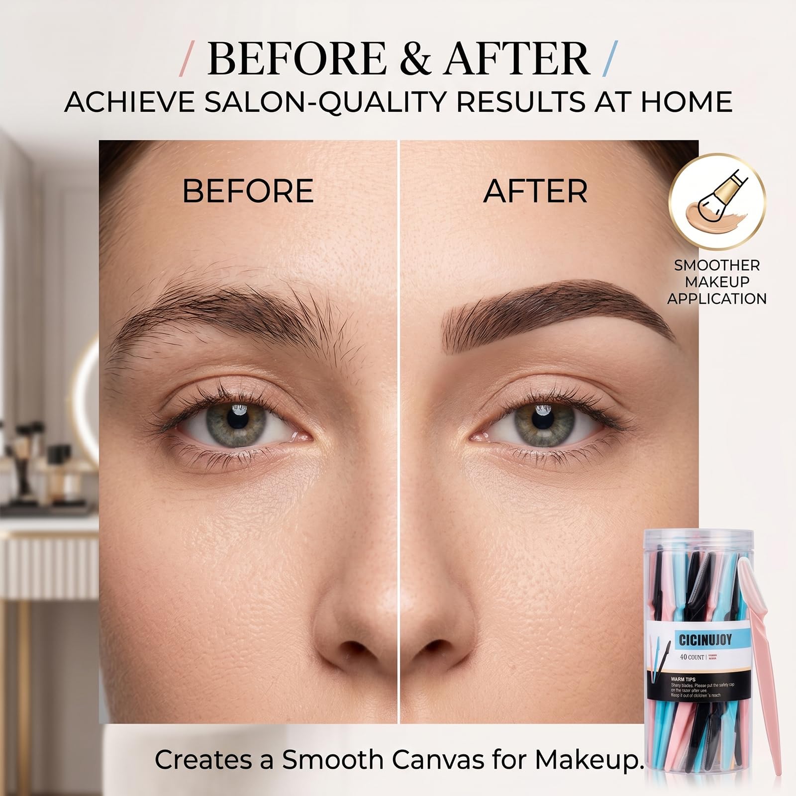 Rasoir à sourcils pour le visage, outil d'épilation de précision (bleu noir rose)