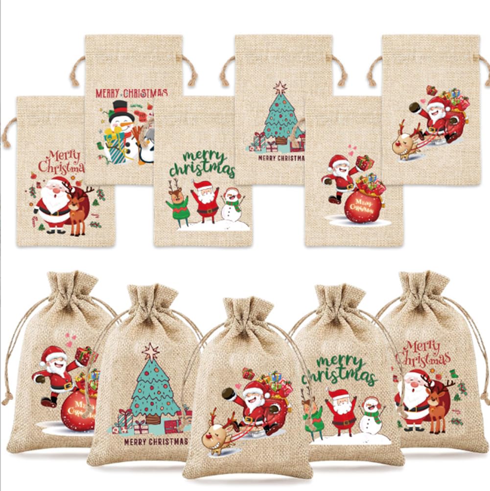 Sac Cadeau Noël DIY, 24 Sachets En Tissu à Remplir, Sacs Surprise Noël Sachets De Confiserie, Cadeaux Sacs En Tissu Jute Noël Déco - Maison