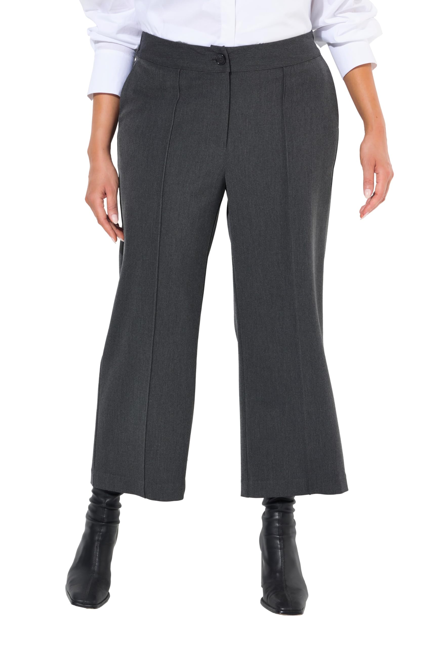 Ulla Popken Damen große Größen Übergrößen Plus Size Culotte, weites Bein, Elastikbund, Viskose-Stretch 835417
