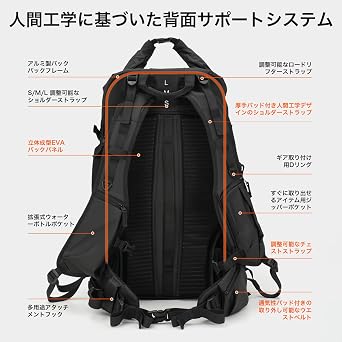 Tarion 大容量カメラリュック2気室 耐衝撃 15.6/17インチpc収納 トップ／サイドアクセス対応 レインカバー付き 撮影・旅行に最適