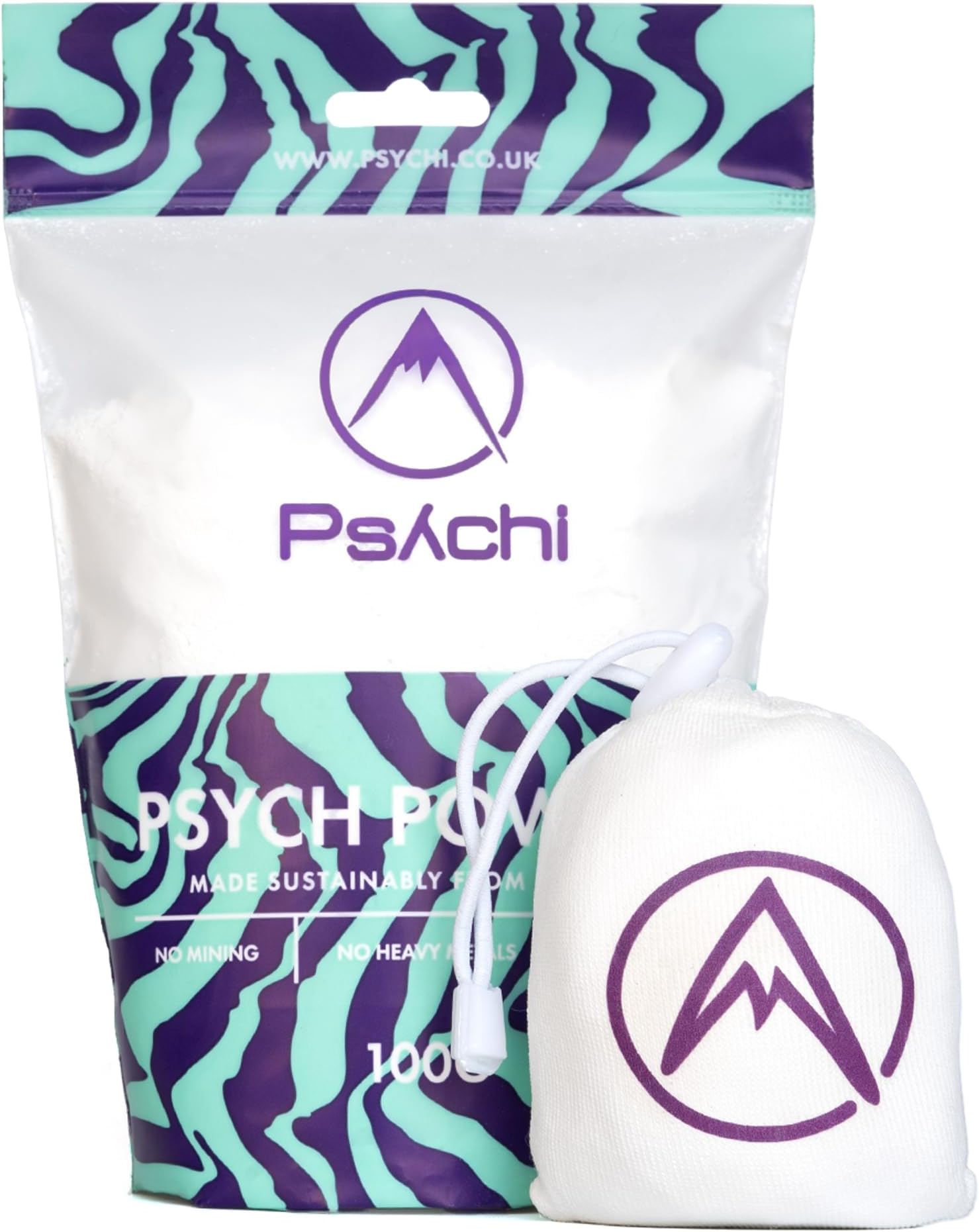 Psychi | Rock Climbing Refillable Chalk Ball Loose Chalk Bundle | Ultimate Grip Strengthener for Gymnastics, Weightlifting, Gym - Bundle Includes Gym Chalk Ball and 100g Bouldering Loose Powder Chalk