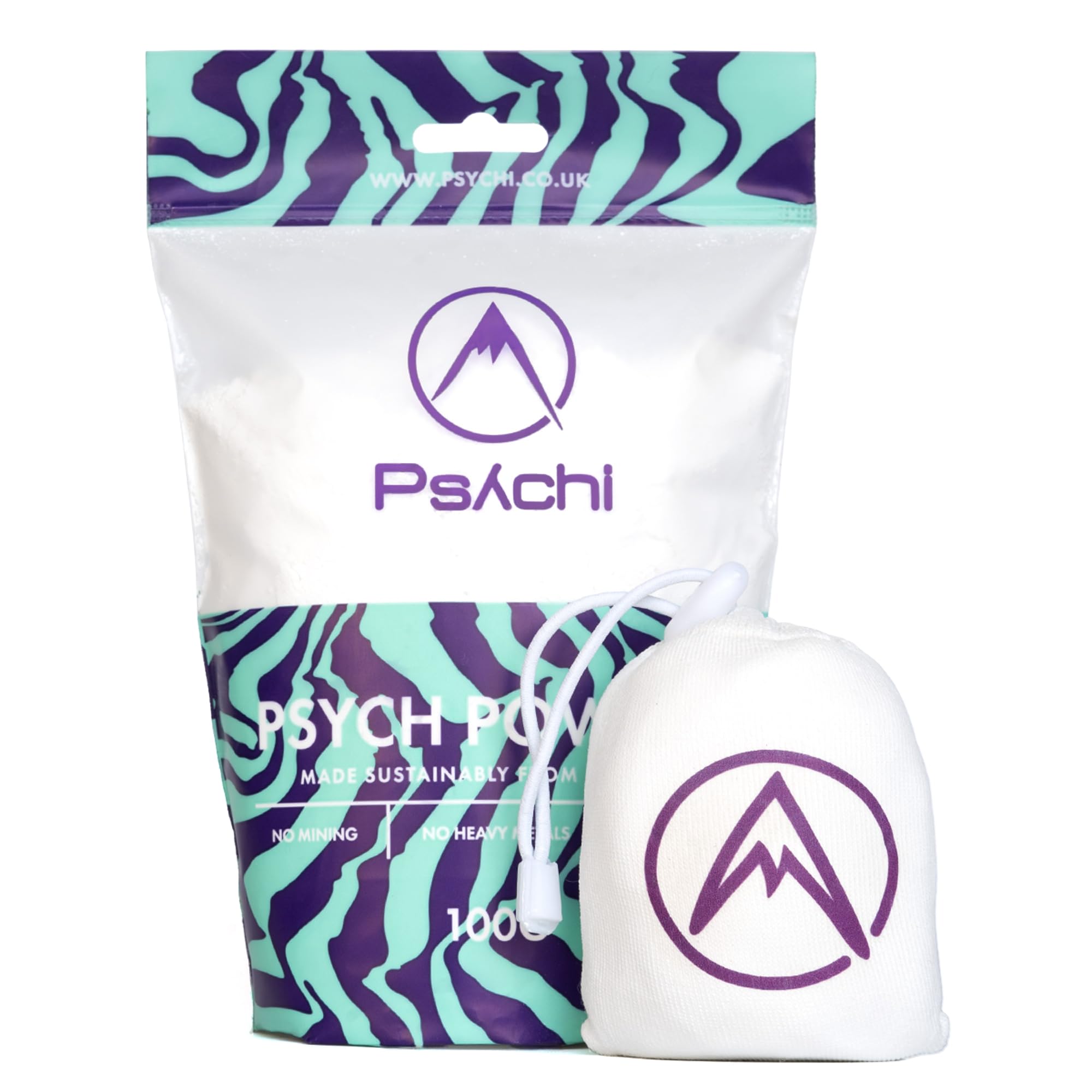 Psychi | Rock Climbing Refillable Chalk Ball Loose Chalk Bundle | Ultimate Grip Strengthener for Gymnastics, Weightlifting, Gym - Bundle Includes Gym Chalk Ball and 100g Bouldering Loose Powder Chalk