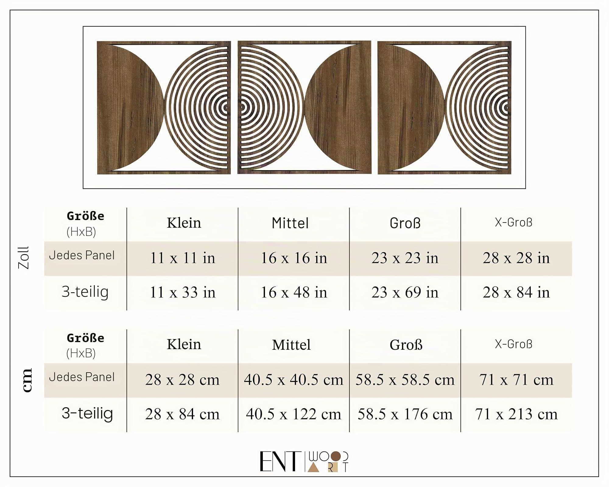 Geometrische Holz-Wandkunst, groß, moderne Wanddekoration, runde Paneele für Schlafzimmer oder Wohnzimmer, rustikaler Boho-Holz-Wandakzent #59