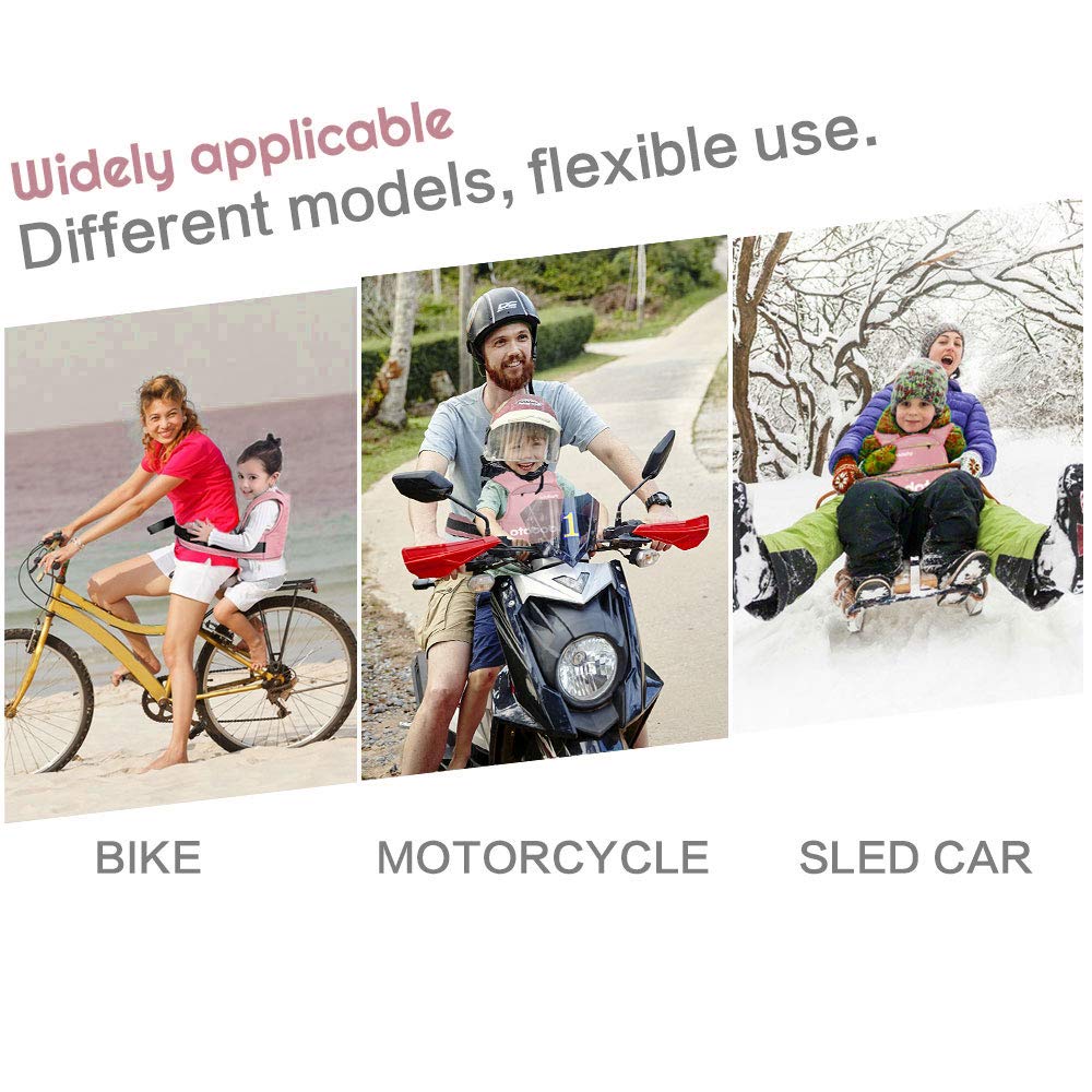Auvstar Cintura di Sicurezza per Moto per Bambini Regolabile con Strisce Riflettenti 1-10 Anni