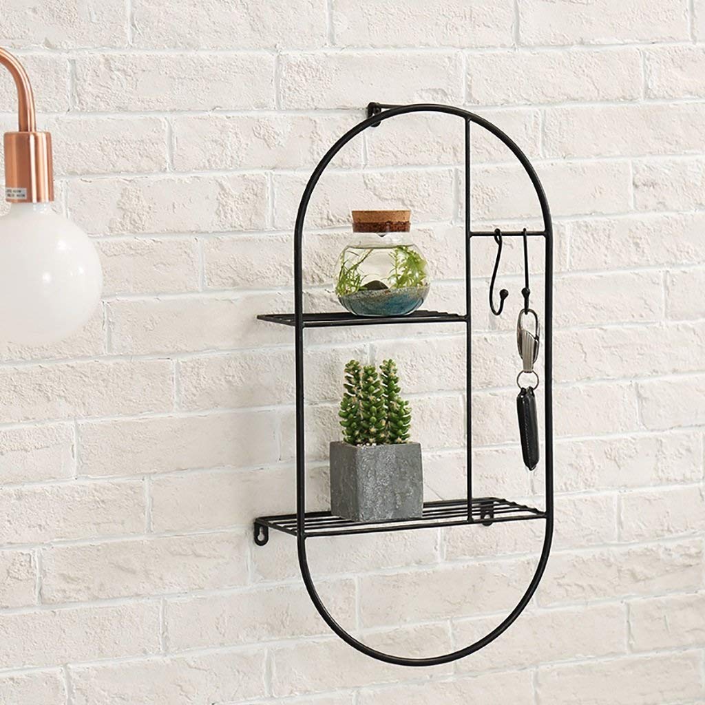 YGCBL Storage Shelf，Nordic Decorative Wght Iron Metal Storage Rack, Bedroom Living Room Kitchen Bathroom Wall Shelf Rack Shelf Bathroom Shelve,Black