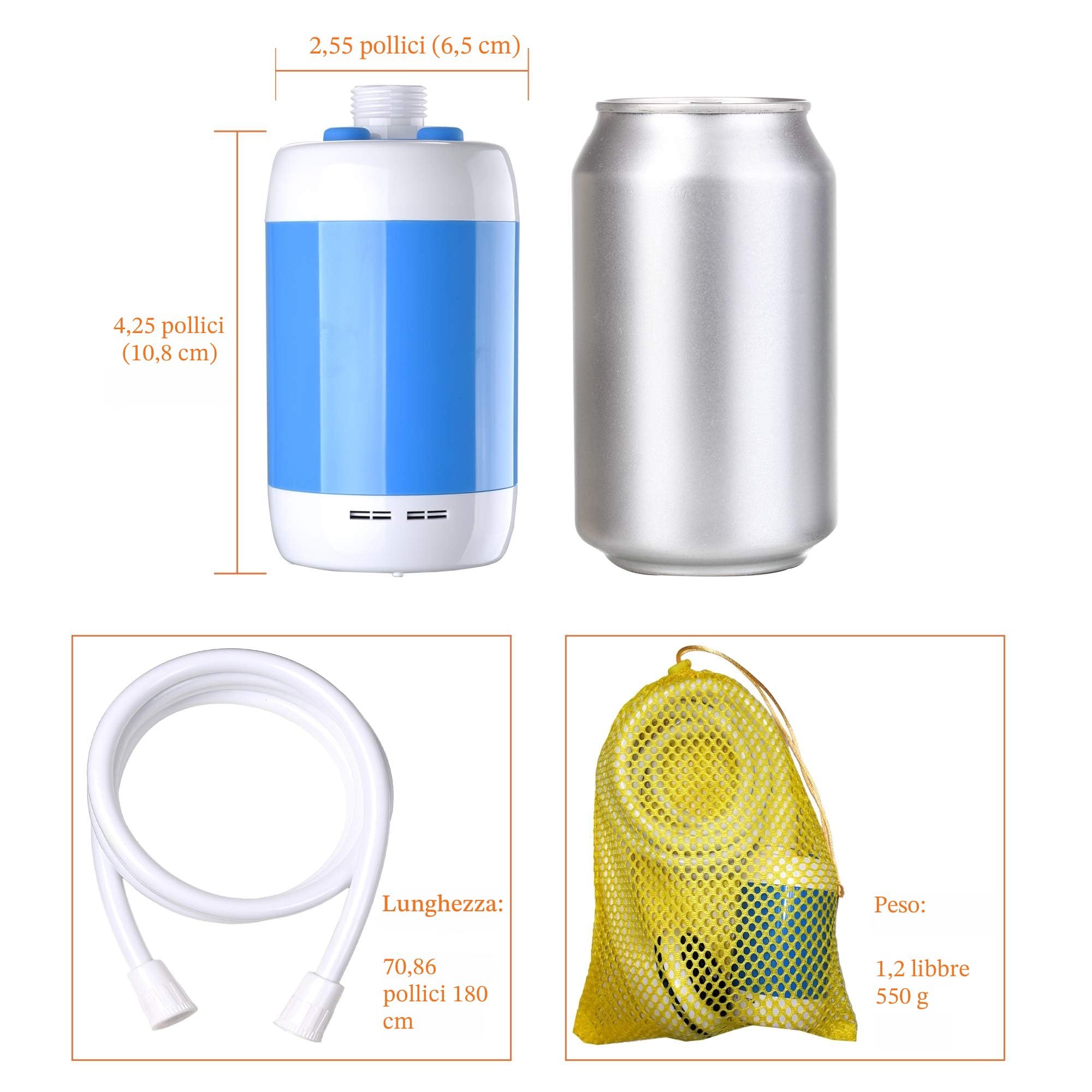 Laserbeak Doccia Campeggio Doccia Portatile Doccia Elettrica, Doccia Esterno con Valvola dell'Acqua e Batteria Integrata 4800mAH