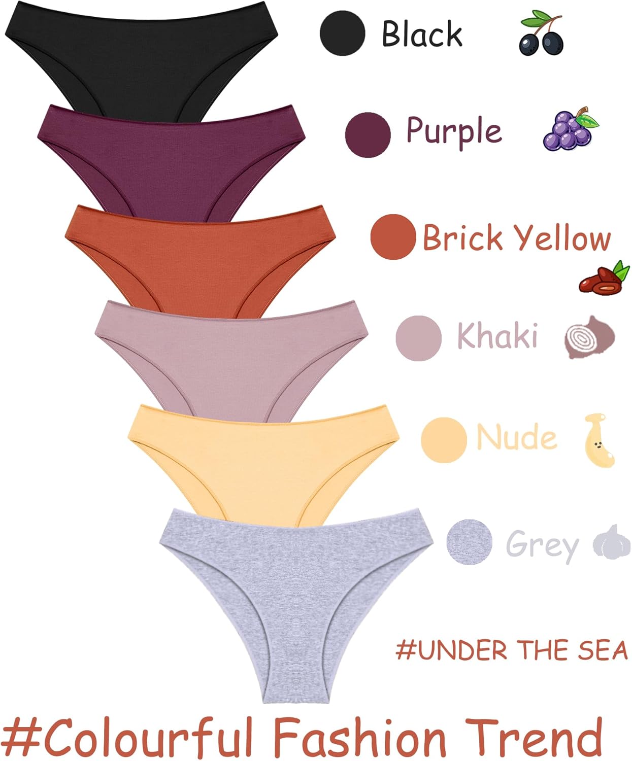 UNDER THE SEA Cotton Underwear for Women 6 Pack Sexy Bikini High Cut Breathbale Cheeky Panties Underwear Womens Lingerie - Image 3