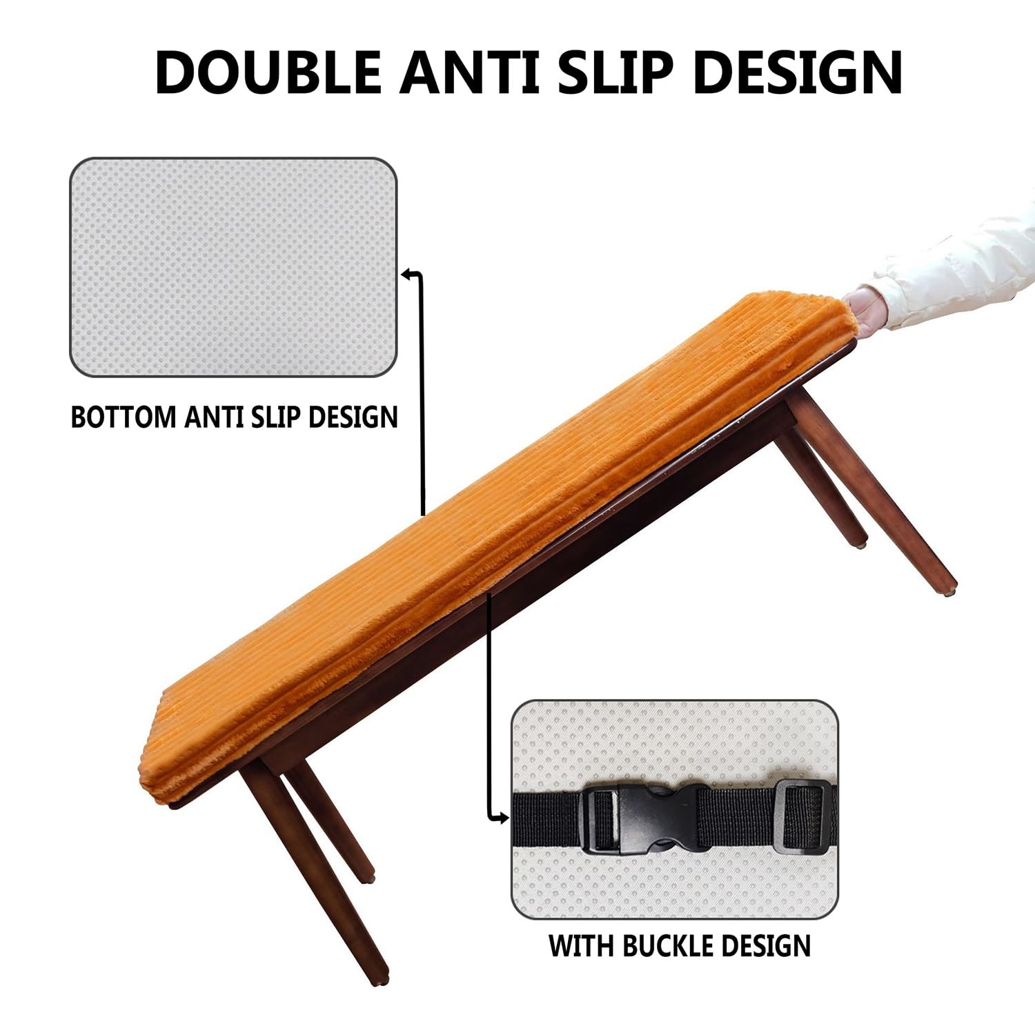 Banco para interiores y exteriores, 120 x 40 cm de grosor y cálido, antideslizante con cremallera para una fácil limpieza, ideal para jardín y uso doméstico, cómodo accesorio de asiento