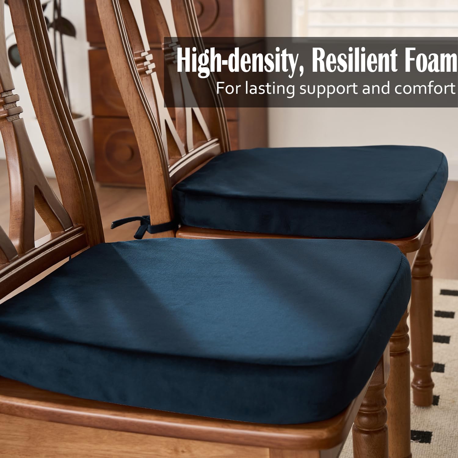 Nobildonna Gel-Infused Chair Cushions - 2 Inch Thick Seat Pads With Non-Slip Cover, Set Of 2 - View #9