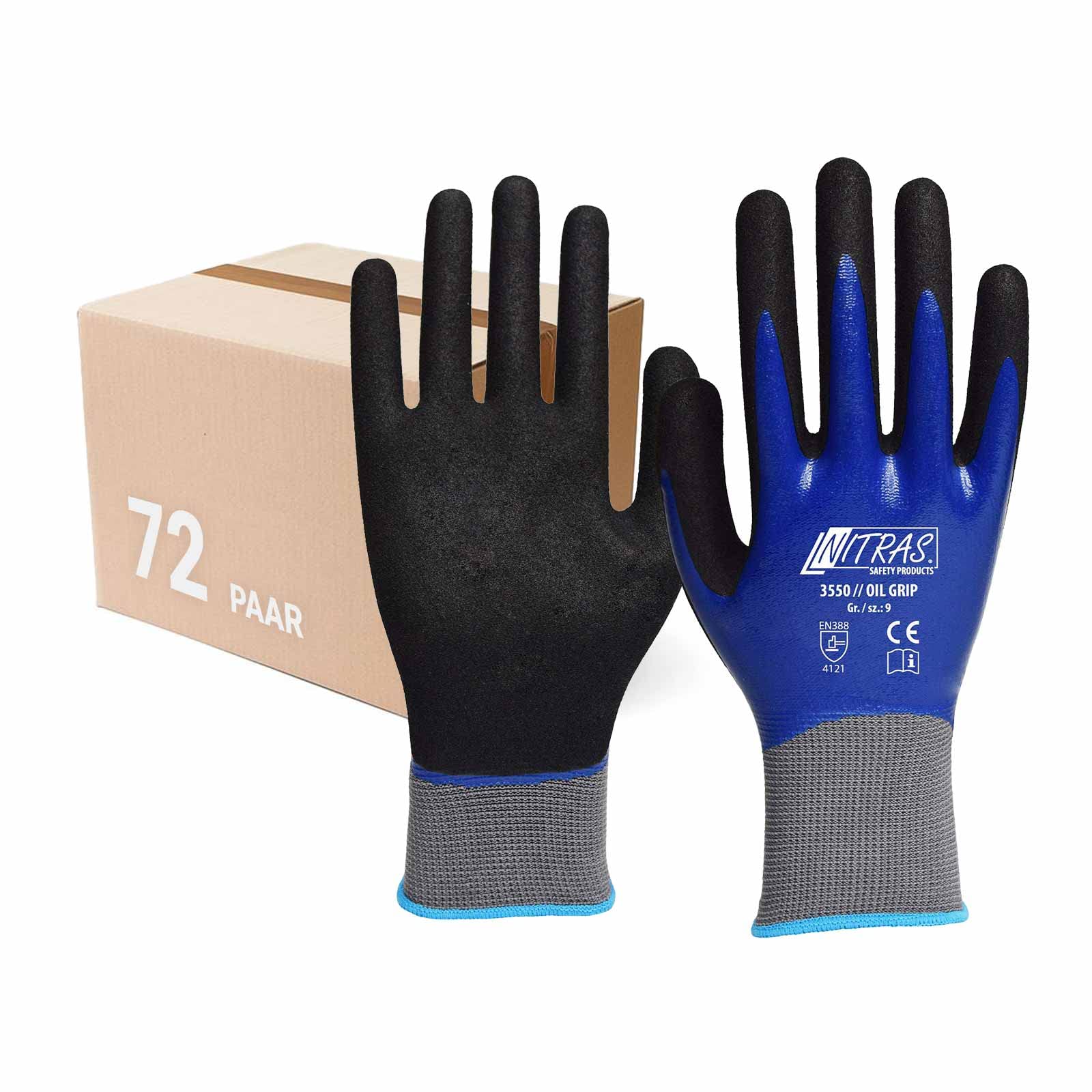 Nitras 3550 Oil Grip – rękawice nitrylowe w pełni powlekane, rękawice nylonowe w zestawie – VPE 72 pary (10)