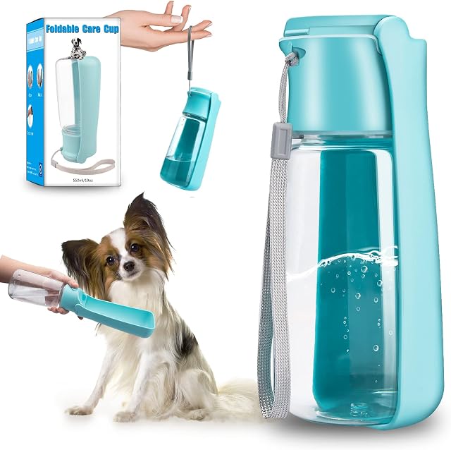 Leak-Proof Backflow Portable Dog Water Bottle KingAcc 550Ml Foldable Dog Cat Travel Water Bowl Outdoor Lightweigh Pet Drinking CupDon't Use Hot Water and Dishwasher