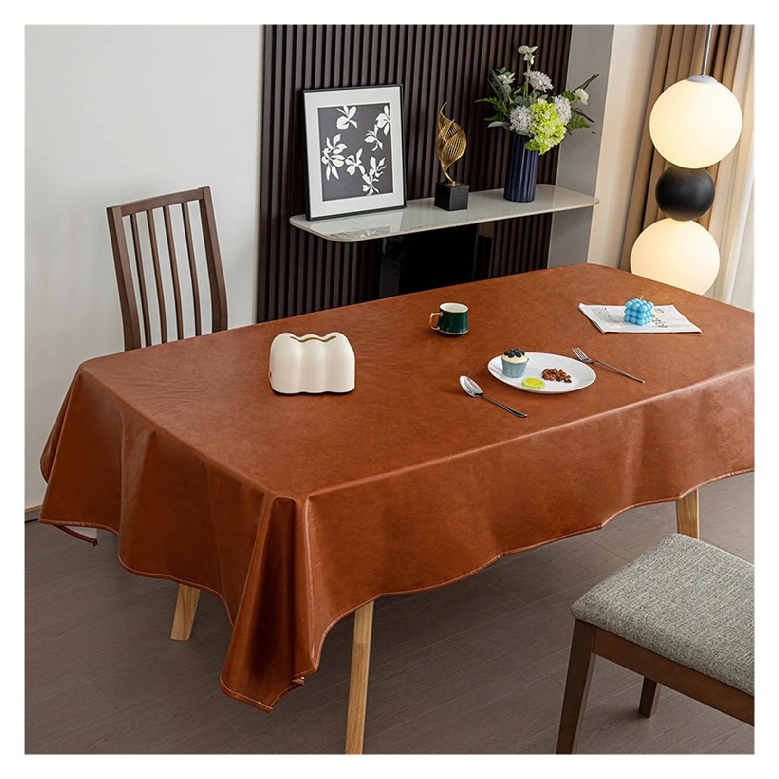 Sottomano in pelle, tovaglia cerata a olio, copritavolo rettangolare morbido e lavabile for banchetti e hotel(White,140x220cm)