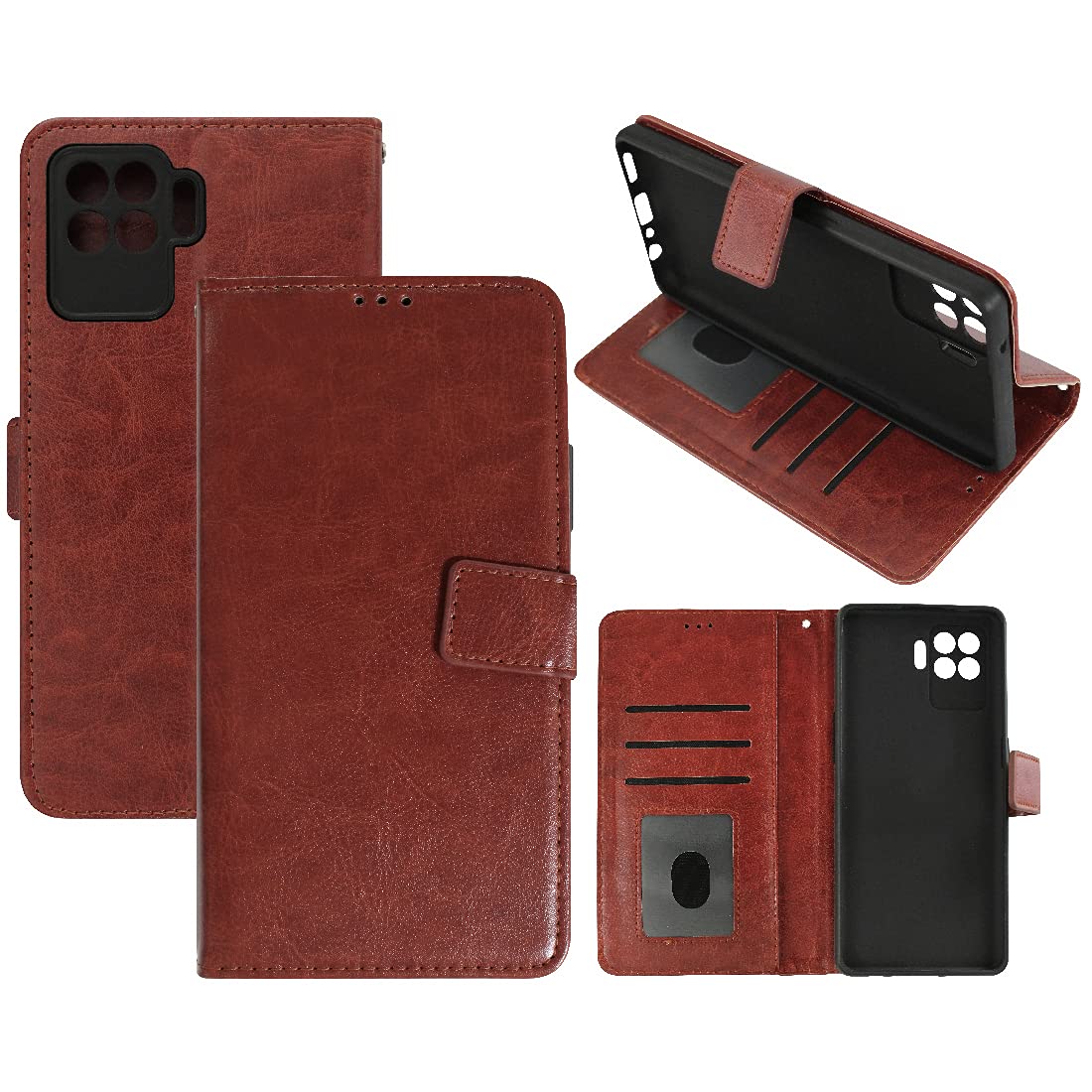 Amazon Brand - Solimo Flip Leather Mobile Cover (Soft & Flexible Back case) for Oppo F19 Pro / Oppo A94 (Brown) (B098PF9S93) Amazon Price History, Amazon Price Tracker