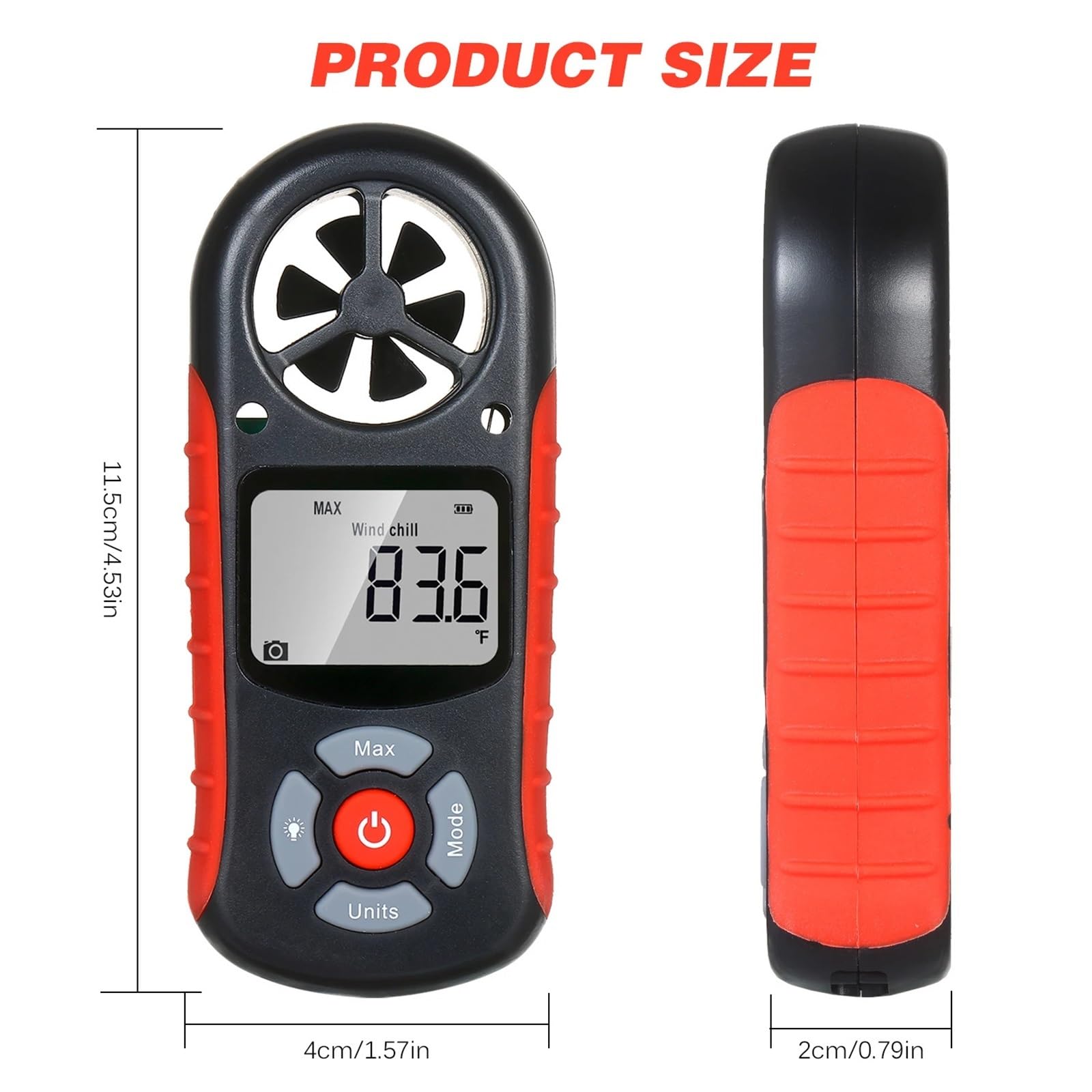 Anemómetro digital, Anemómetro Digital 8 En 1, Medidor De Velocidad Del Viento Mano Para Medir La Temperatura Y El Frío Con Pantalla LCD Retroiluminada