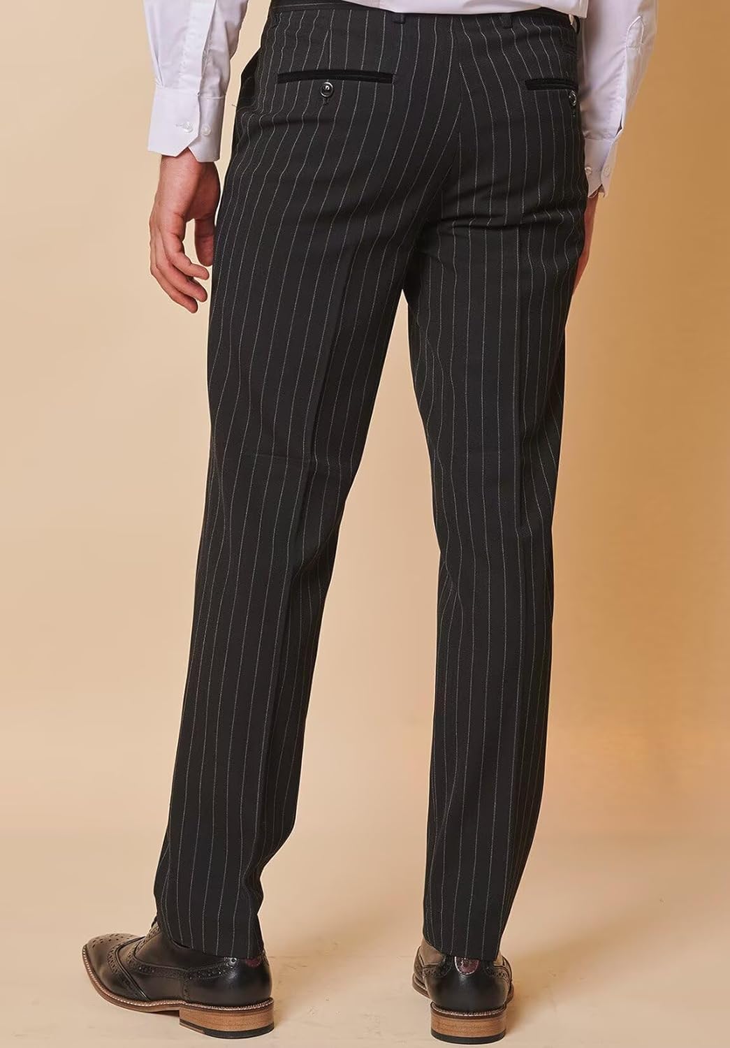 Men’s Slim Fit Stripe Classic Fit Tuxedo Pants for Men Expandable Waistband