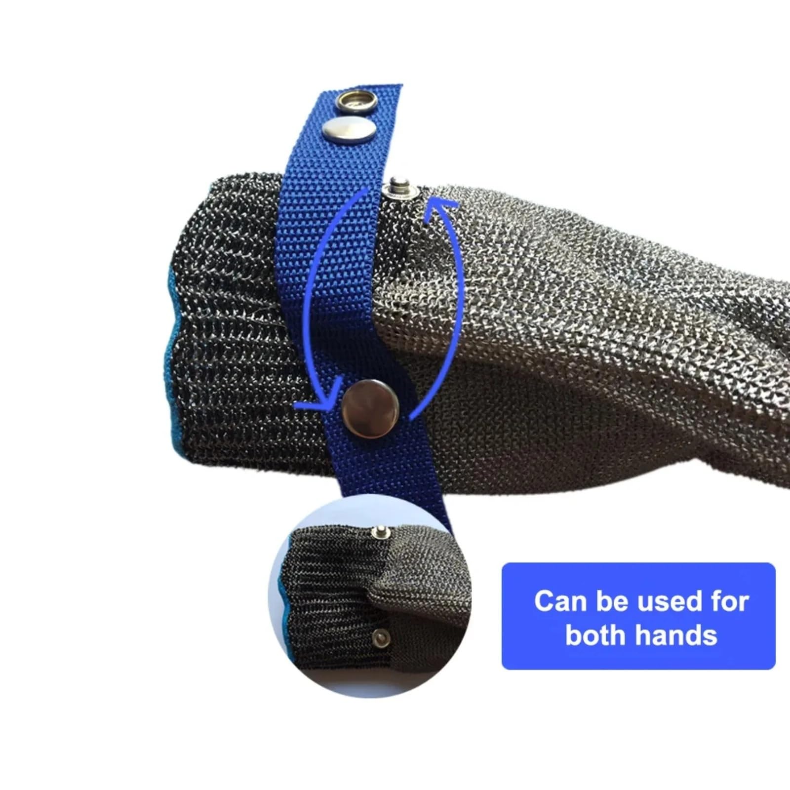 Genérico Guantes anticorte de nivel 5 - Guantes de seguridad for carniceros, de punto de acero inoxidable y con correa ajustable, ideales for uso en cocina e industria.(1 pcs,L)