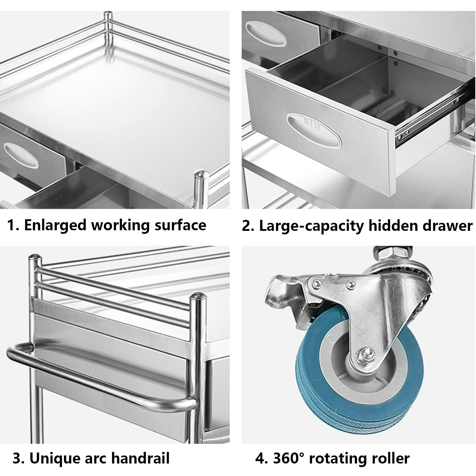 M♦希少 送料込 Najico社製　ヴィンテージ キャスター付きトロリーテーブル Amazon.co.jp: ステンレススチール製医療カート、移動式医療用