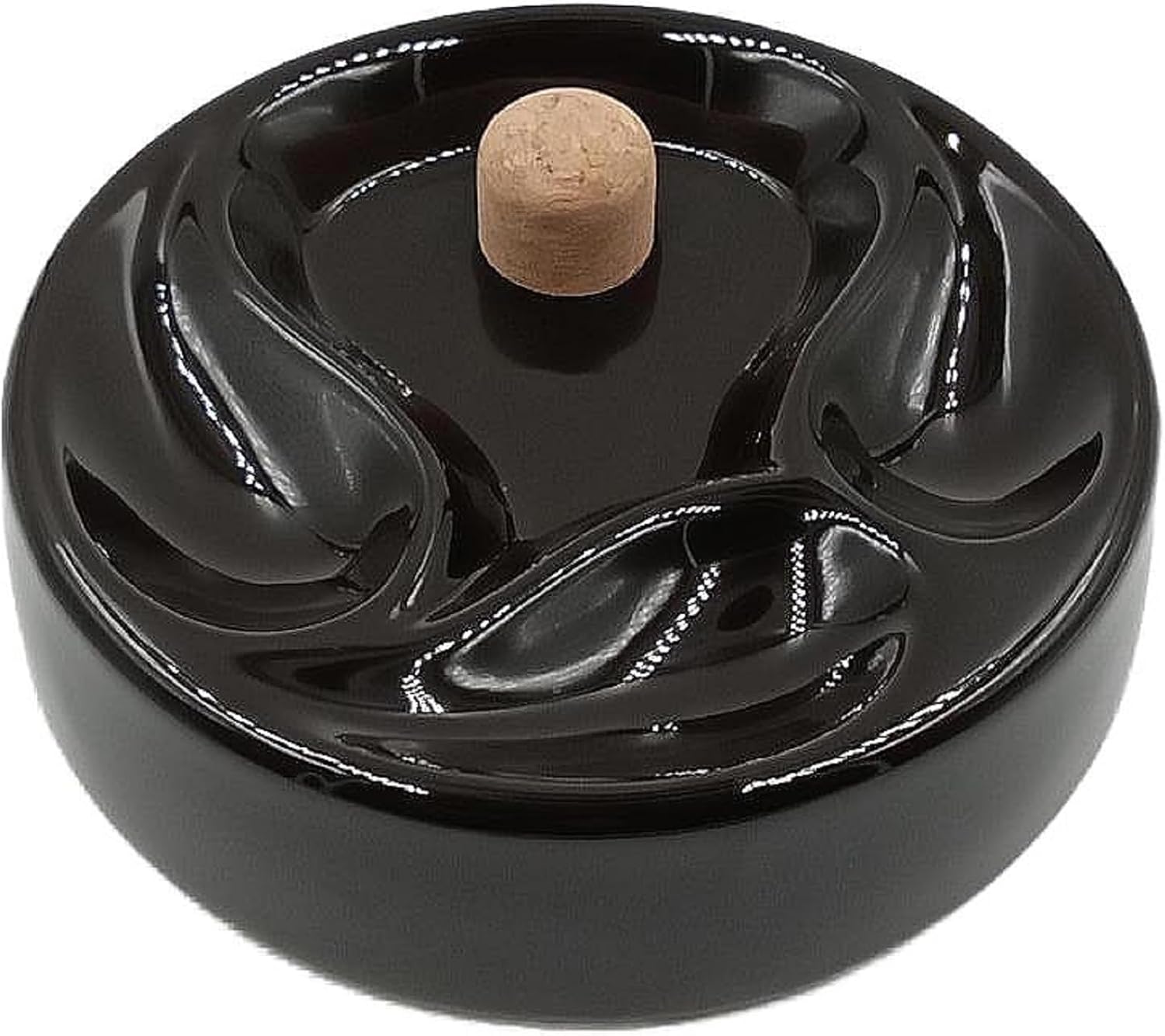 7" x 1.5" F.e.s.s. Ceramic Tobacco Pipe Ashtray with Cork Knocker and 3 Pipe Stand Large - Ideal for Patio Use for Patio, Indoor, Outdoor Desktop Use