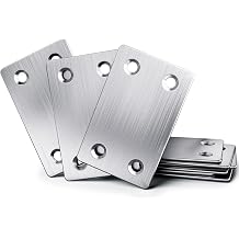 20PCS Flat Brackets for Wood, 60x38x1.5mm Flat Joining Plates for Wood, Stainless Steel Sleeper Bracket, Silver Mending Plates for Timber Fixing, Flat Metal Brackets Repair Connector
