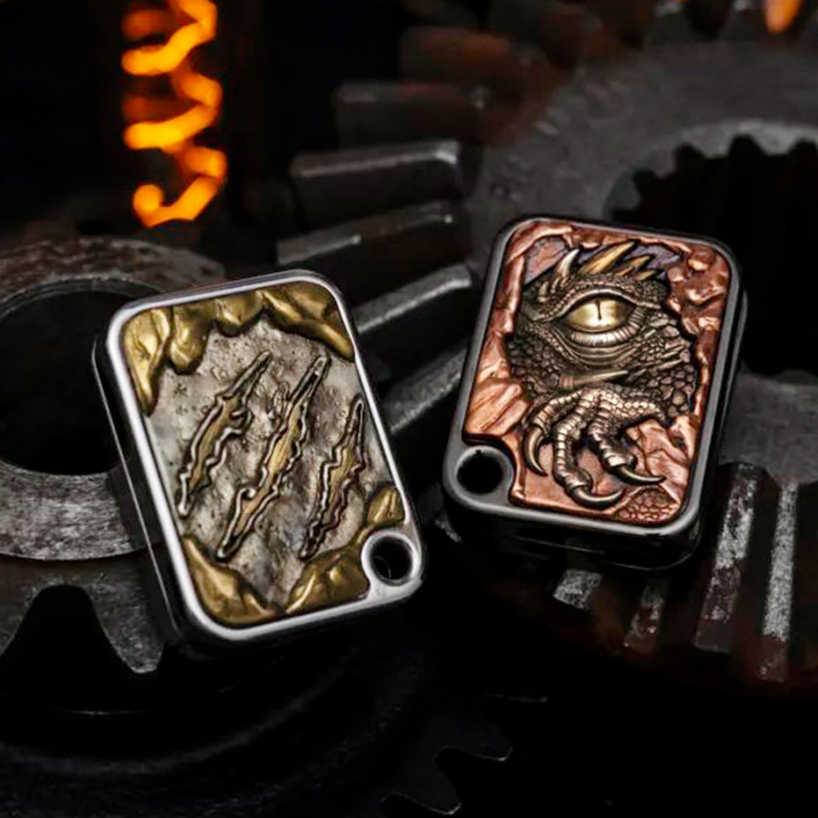 Evil Dragon Fidget Slider, EDC Fidget Toys Adults Sensory Toy Haptic Slider, Home Office Gadgets Executive Desk Toy for Keep Focus & Stress Relief, Gift for Him (Copper/Brass)