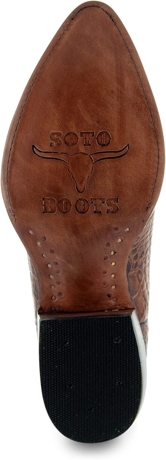 Soto Boots Men's Gator Tail Print Cowboy Boots, Exotic Print Men's Cowboy Boots, Western Boots For Men H7006 7.5 Miel