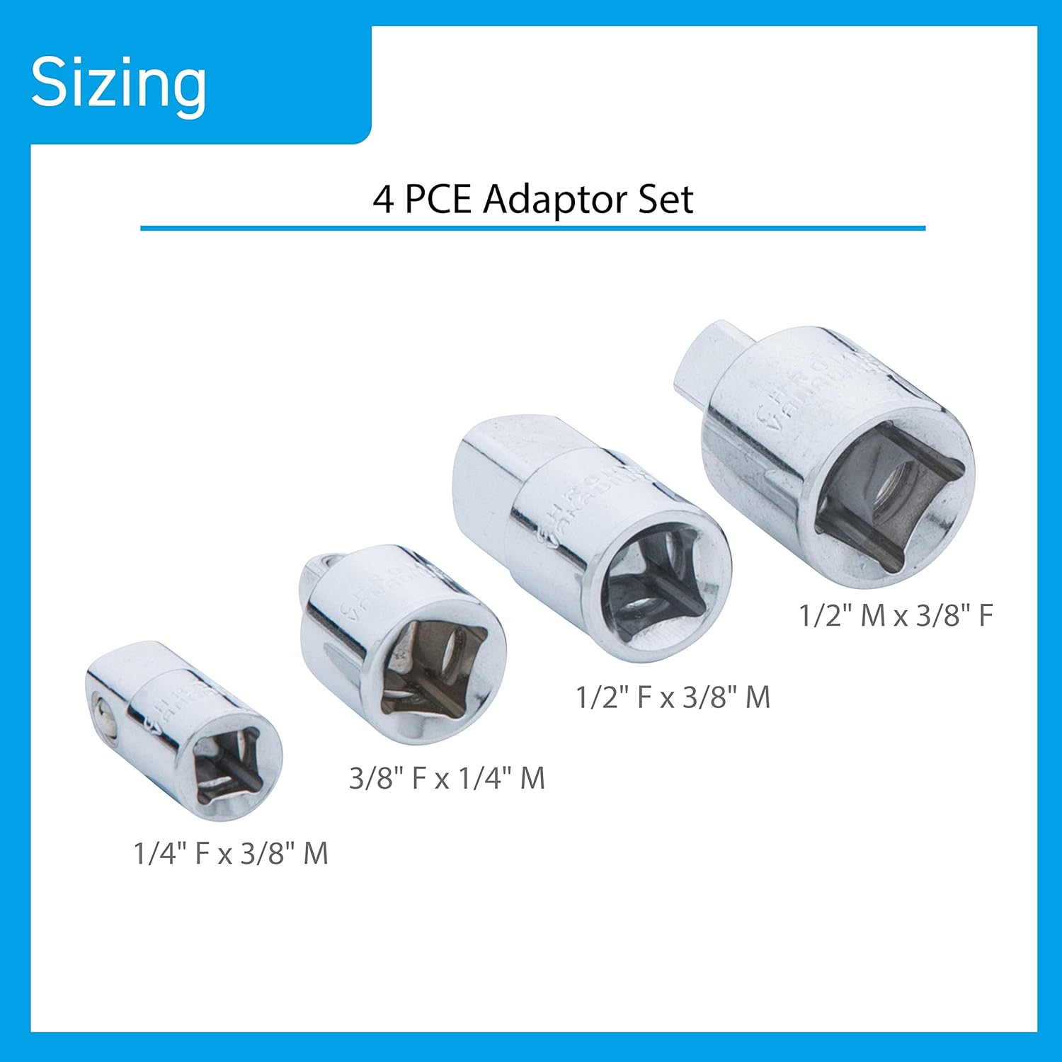 Blue Spot Tools 02078 Chrome Vanadium Adaptor Set