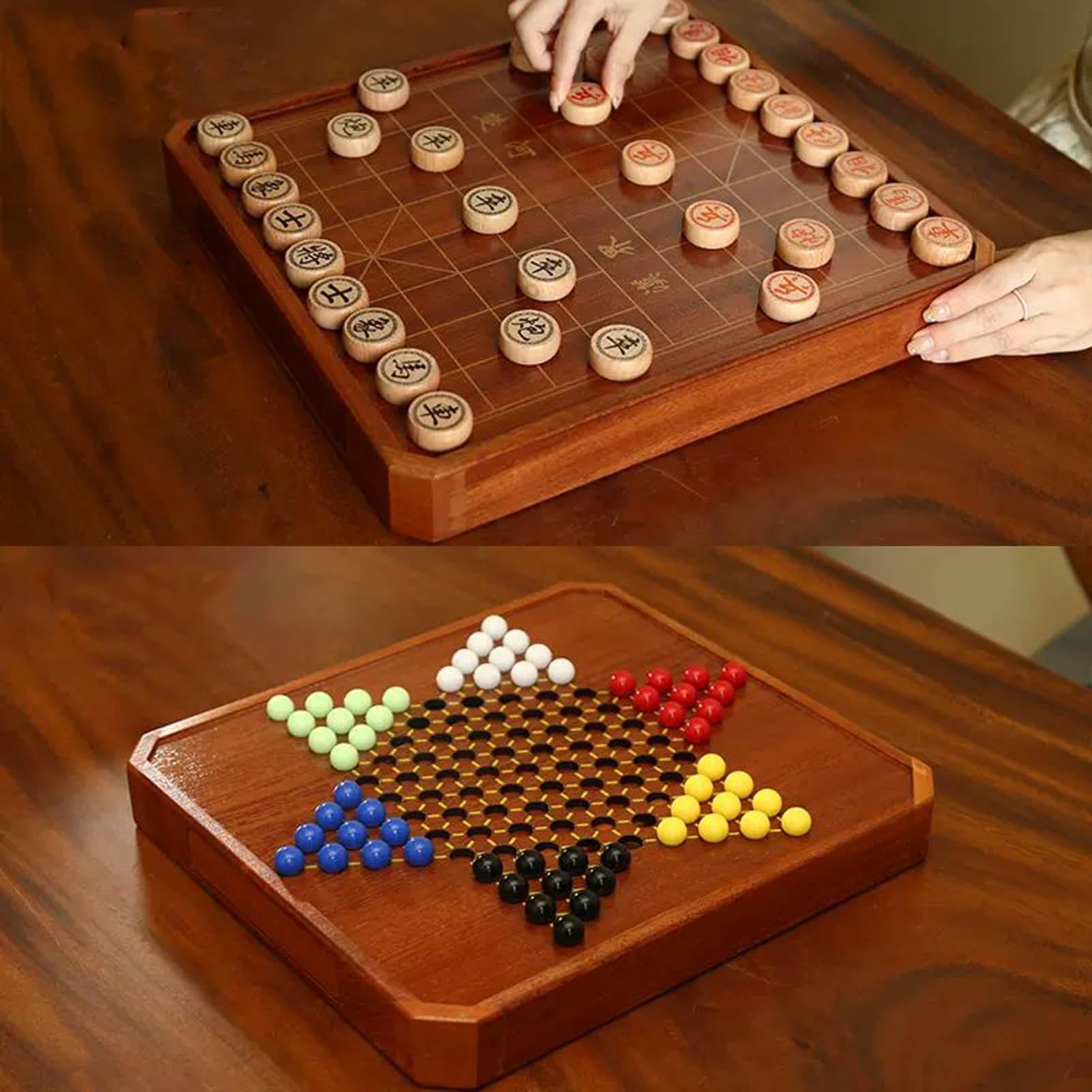 Jeu d'échecs et de Dames Chinois avec tiroir de Rangement, Xiangqi magnétique Portable 2 en 1, Jeux d'échecs et de Dames, Jeux de société, Jeux de stratégie, Jeu de Voyage(Size:11.8 x 10.6 x 1.6in)