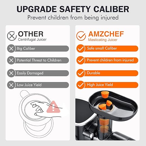Miniatura 5 de AMZCHEF - Exprimidor de masticación lenta de AMZCHEF exprimidor de prensa fría con dos modos de velocidad botella de viaje 169fl oz pantalla LED