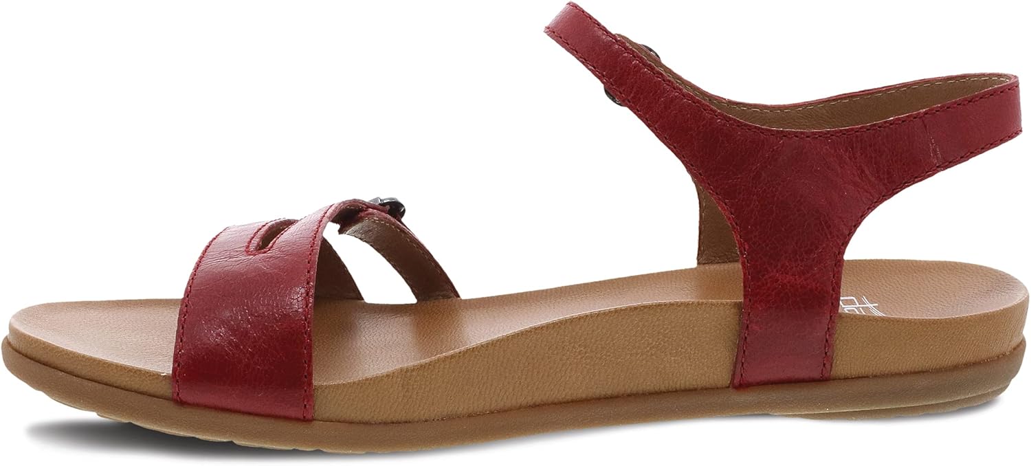 Dansko Janelle Adjustable Sandal for Women – Leather Linings and Uppers for All-Day Comfort – Dual Density EVA Footbed and Lightweight Rubber Outsole for Long-Lasting Wear