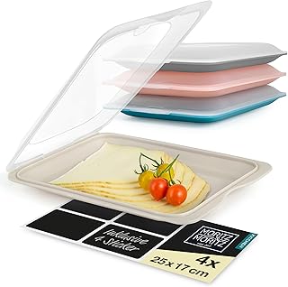 Moritz & Moritz Set of 4 Stackable Food Storage Containers with Lids for Storing Sausage, Cheese, Much More - Includes Blackboard Stickers for Labelling product image