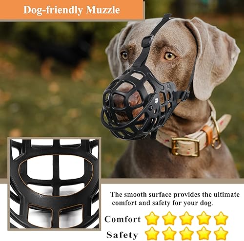 Miniatura 6 de BARKLESS Bozal para perro, bozal de cesta con cubierta móvil, bozal de jaula suave que evita morder, masticar, carrobar y lamer, ideal para perros