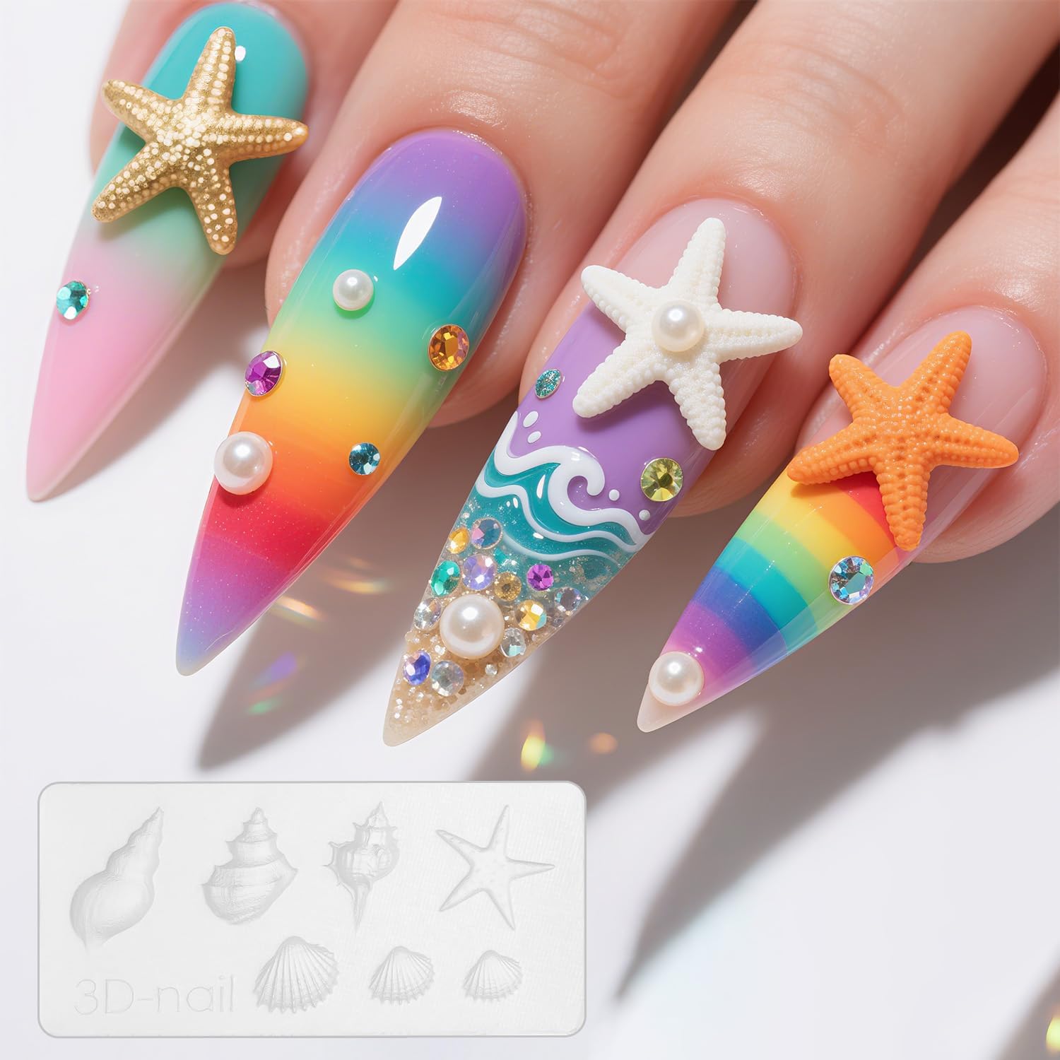 5pcs Silicone Nail Molds, 3D Gel Nail Mold Shell Plumeria Rose Cherry Blossom Osmanthus Morning Glory Flower Molds for Nails Design Manicure Decoration (5 Styles)
