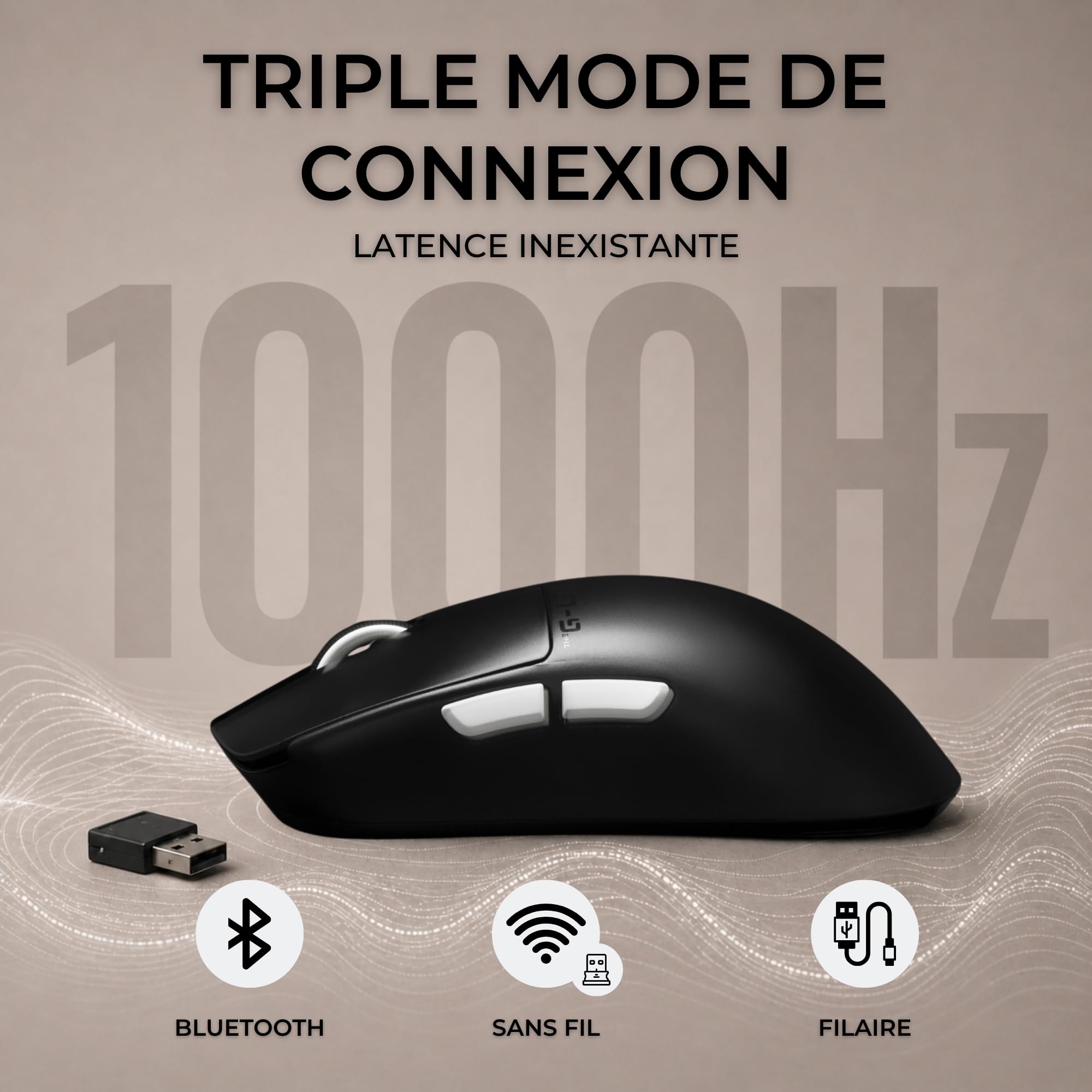 The G-Lab Kult Elite M100 - Souris Gamer sans Fil 26 000 DPI 1000 Hz | Connexion Sans Fil Tri Mode 2.4GHz/Bluetooth/Filaire, Capteur PixArt 3395,26 000 DPI, 1000 Hz Polling Rate, Patins 100% PTFE