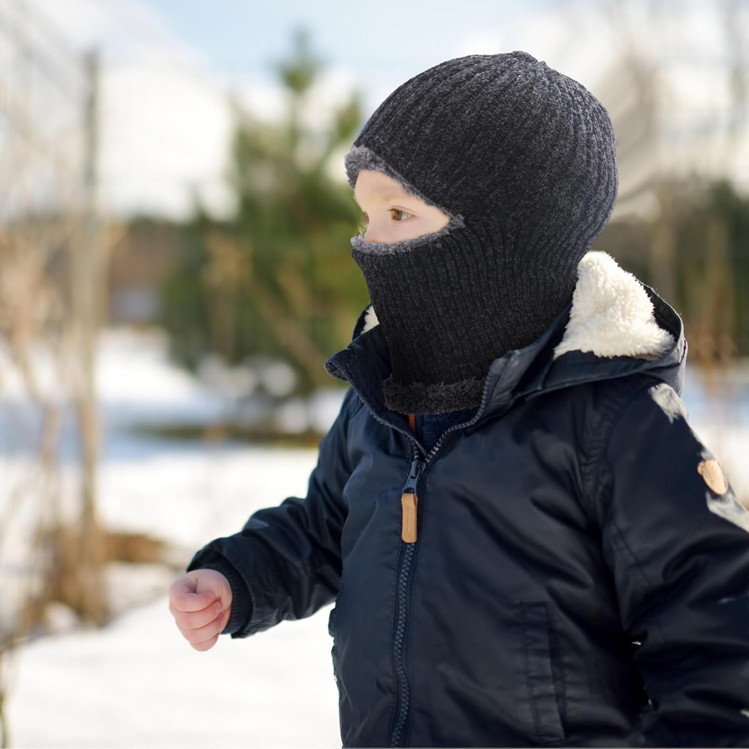 2 Pcs Winter Ski Mask for Kids Face Cover Knitted Balaclava Ski Plush Mask for Boys Outdoor Sport Bike Cycling - Image 6