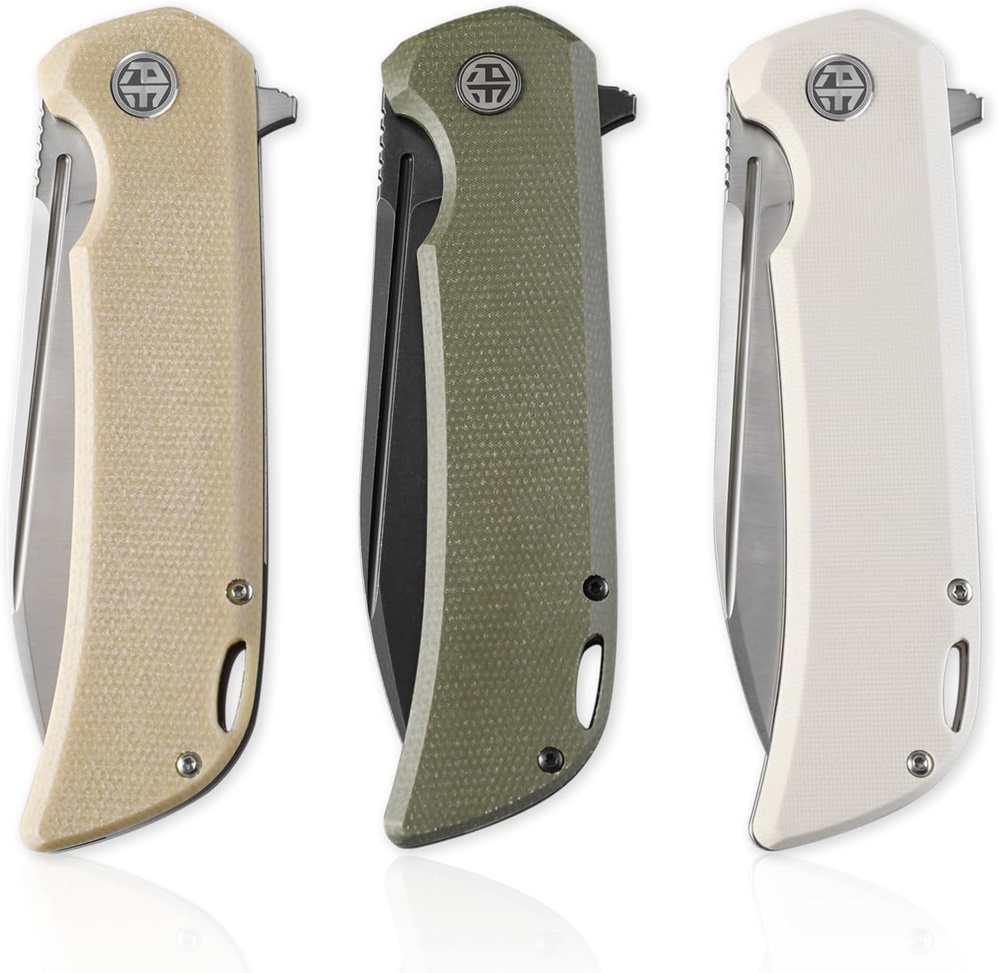 Petrified fish PFB05 Tunny Folding Knife,3.86" 14C28N Steel Black Stonewashed Blade Micarta Handle Folding knife for EDC Camping Outdoor (Green Stonewashed)