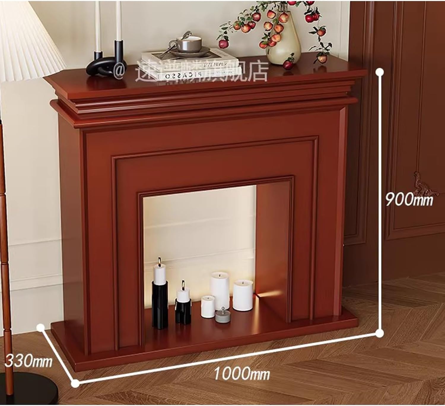 Fireplace Mantel Surround Solid Wood Classic Traditional Fireplace Mantel Surround with Open Shelf(Natural)