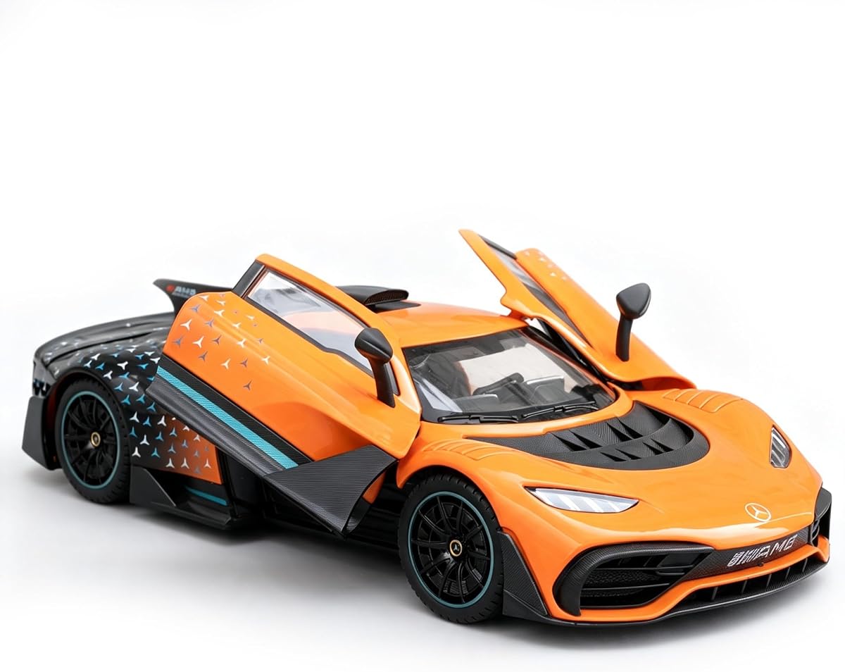Coche modelo fundido a presión AMG ONE 1/18, modelo de aleación coleccionable con función de luz y sonido y función de retroceso, naranja