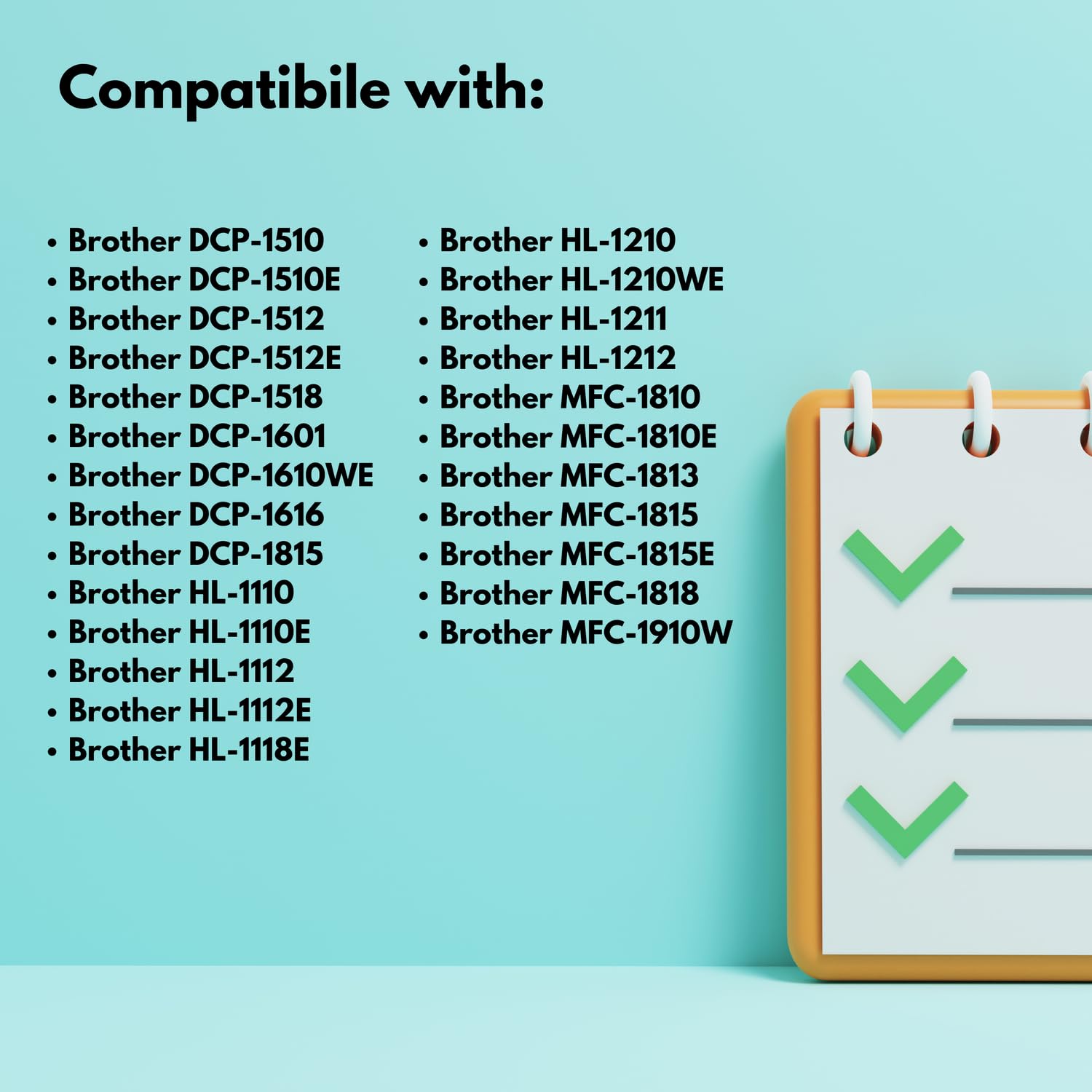 EVOKE TN1030 XL TN-1030 Toner Kompatybilny z Brother DCP1610WE HL1118 DCP-1510e 1512e 1610w HL-1110e Czarny (Black) 2000 Stron