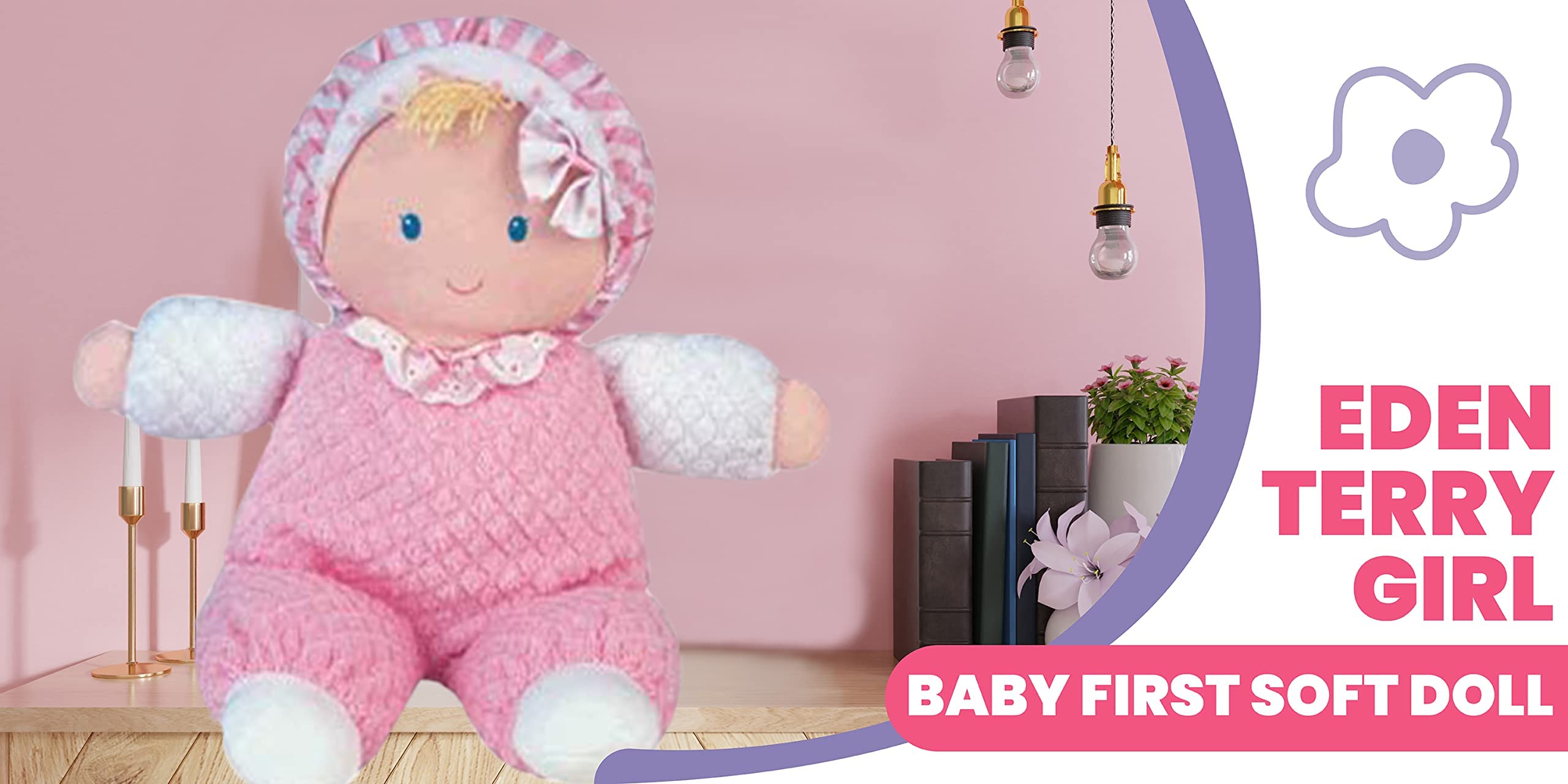 Eden Genius Baby Babys First Soft Doll And Lovey Pink Desertcart