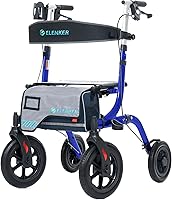 Vista 1 de ELENKER Andador todoterreno con asiento, andador rodante para exteriores, ruedas delanteras de 12" sin cámara de aire, diseño plegable compacto