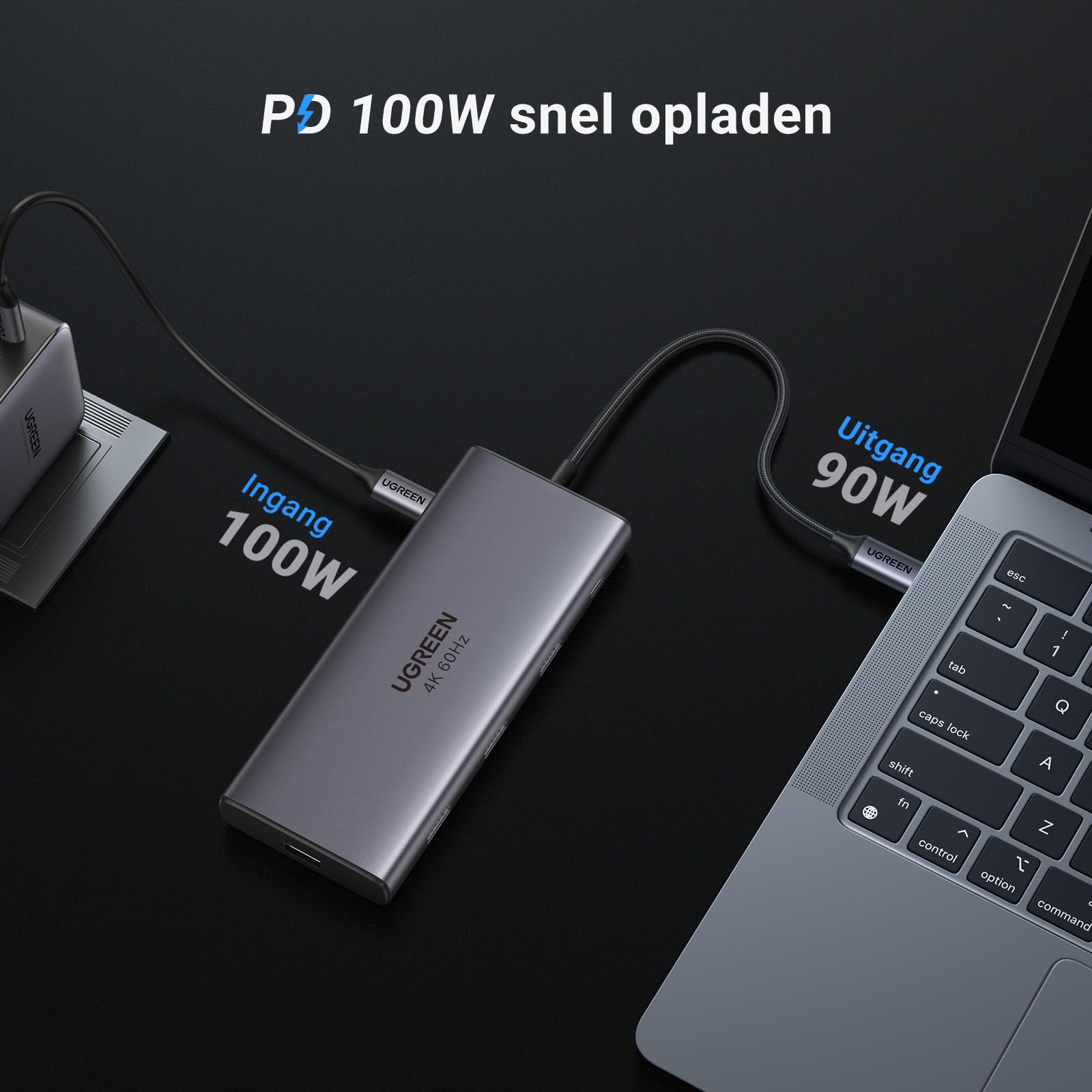 UGREEN Revodok Pro 9 in 1 USB C Hub, 10Gbps USB C Adapter met 4K HDMI, Gigabit Ethernet, 10Gbps datapoorten, SD/TF kaartlezer, PD 100W Compatibel met MacBook, Surface, iPad Pro etc