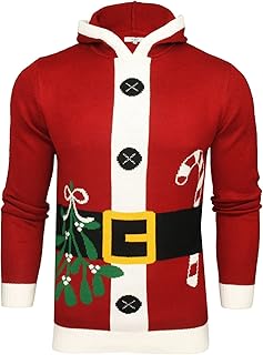 Xact Men\'s Novelty Hooded Christmas Jumper