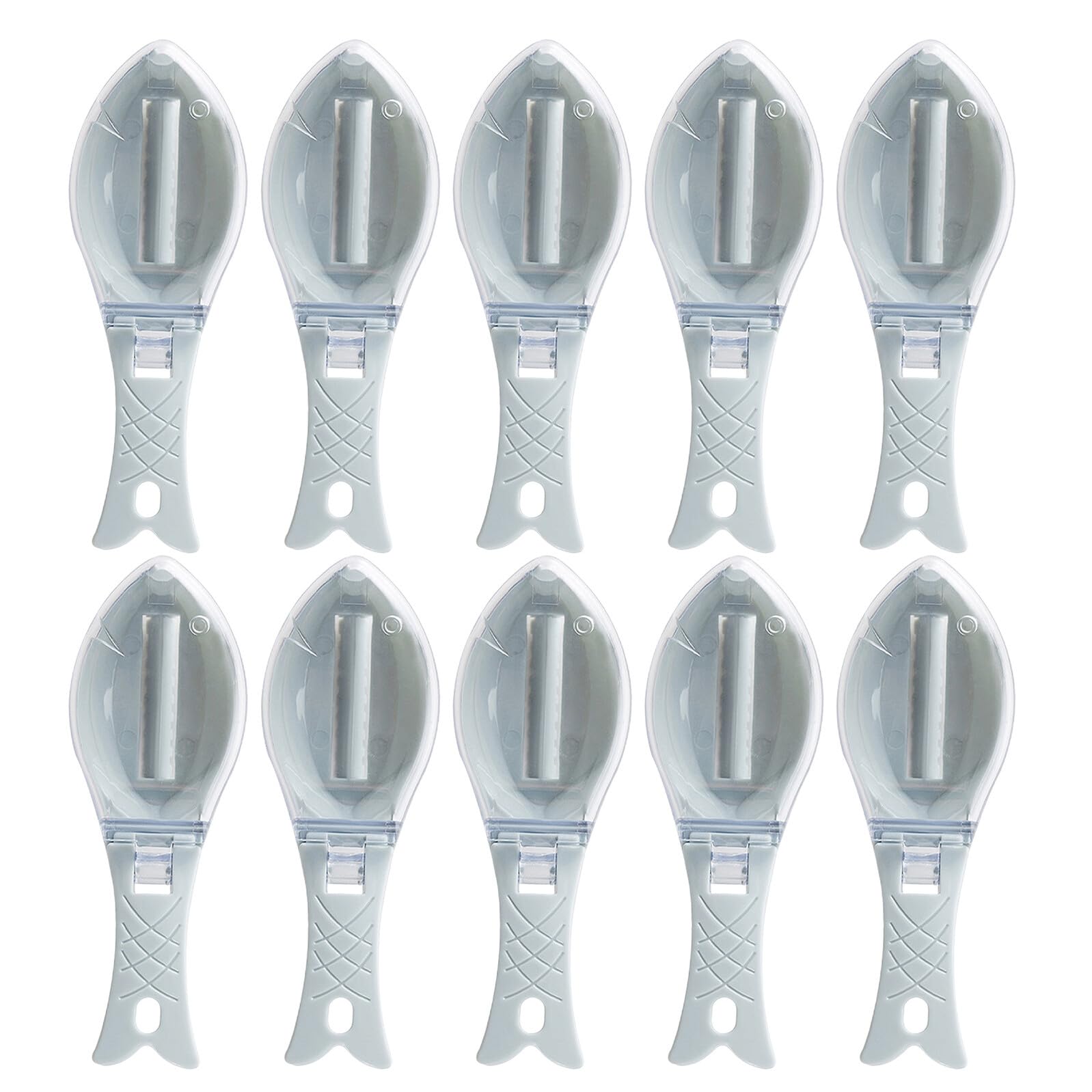 10 Pezzi Strumento di Pulizia dei Pesci squamatore di Pesce pialla a Squame Raschietto per Squame di Pesce ABS Sky-Blue